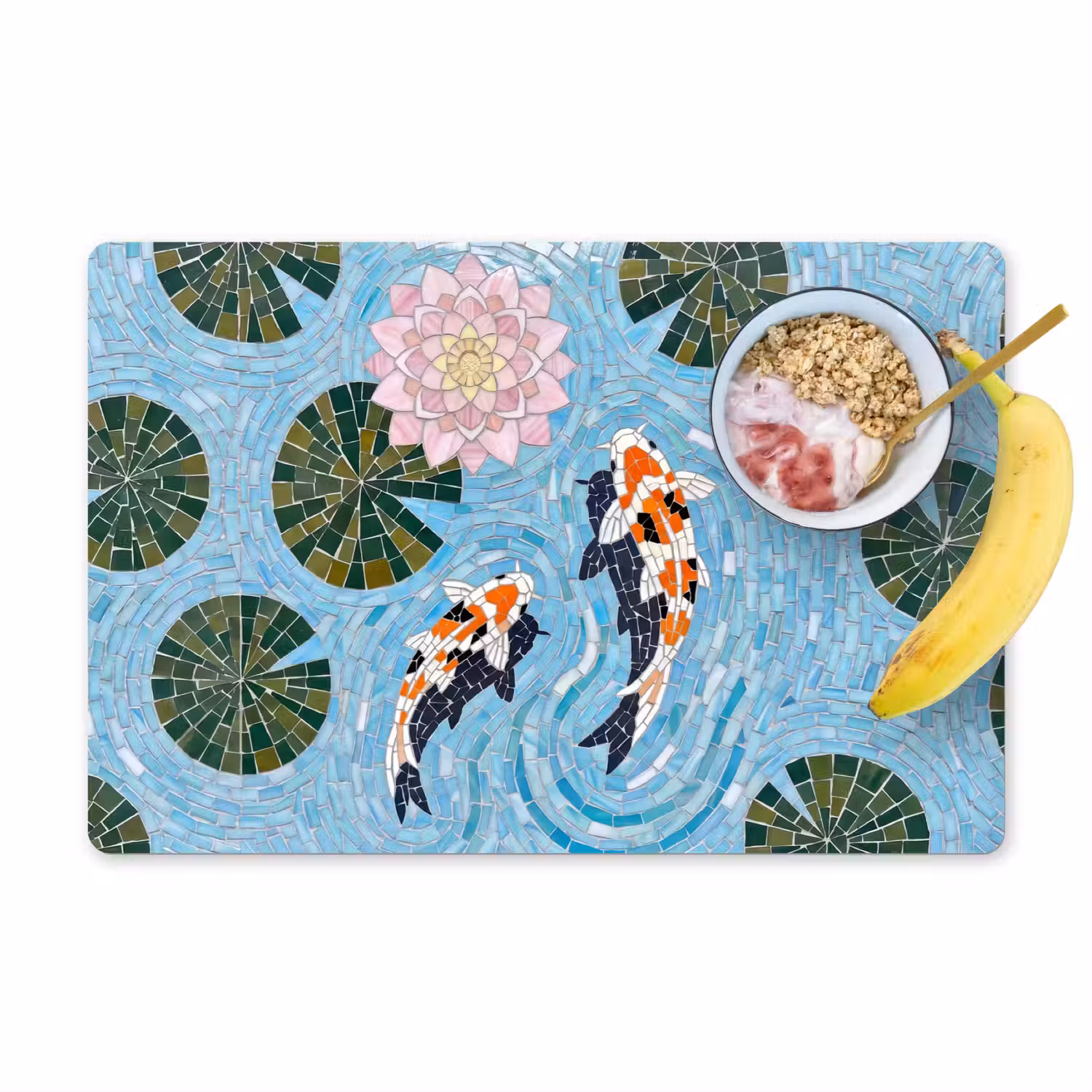 Vis - Water - Natuur - Mozaïek - Blauw Placemat vinyl groot -zzzproduct_Kitchenyeah-website