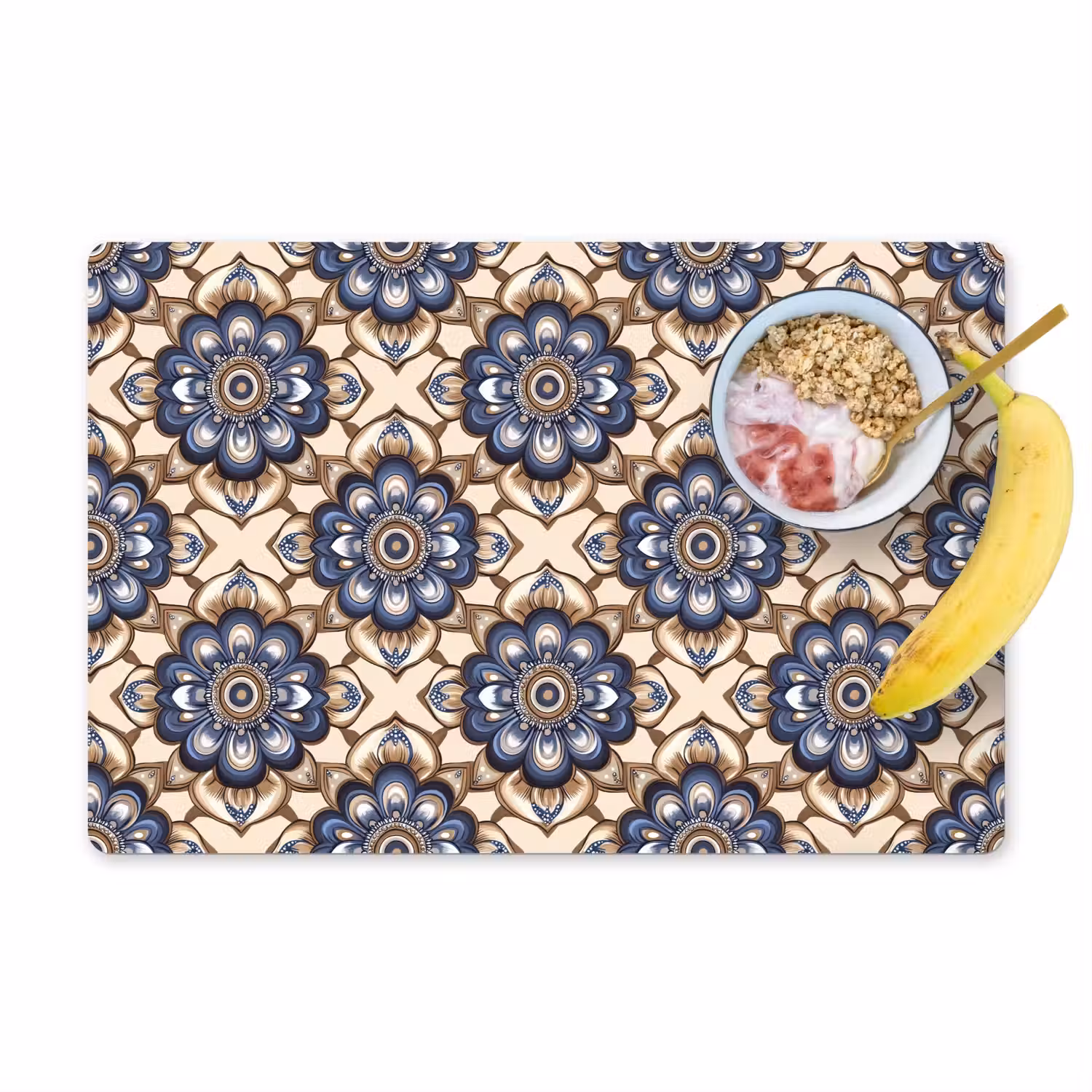 Floraal - Ornament - Blauw Placemat vinyl groot 368 -zzzproduct_Kitchenyeah-website