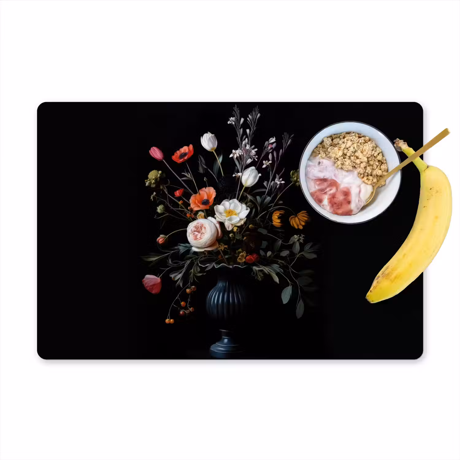 Bloemstuk - Vaas - Zwart Placemat vinyl groot -zzzproduct_Kitchenyeah-website