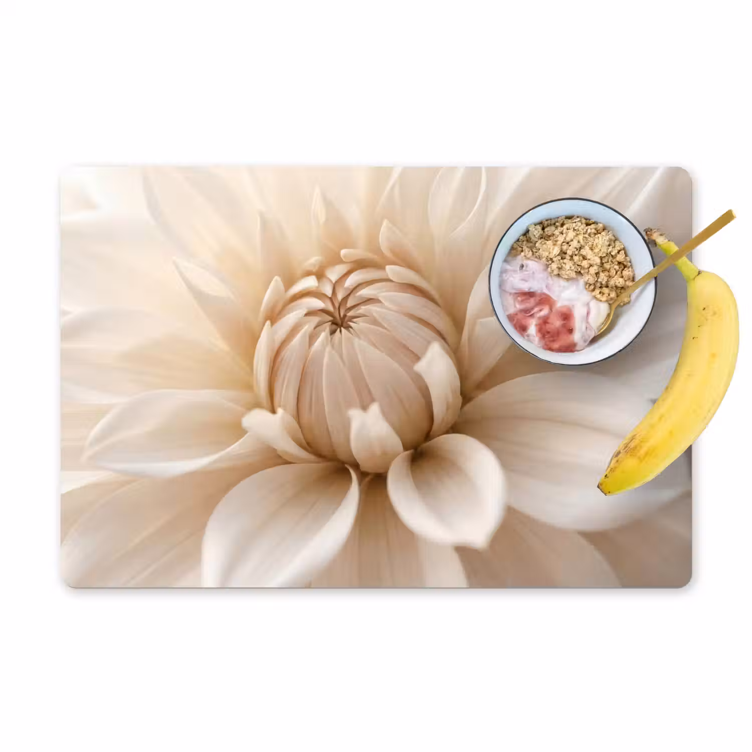 Bloem - Dahlia - Wit Placemat vinyl groot -zzzproduct_Kitchenyeah-website