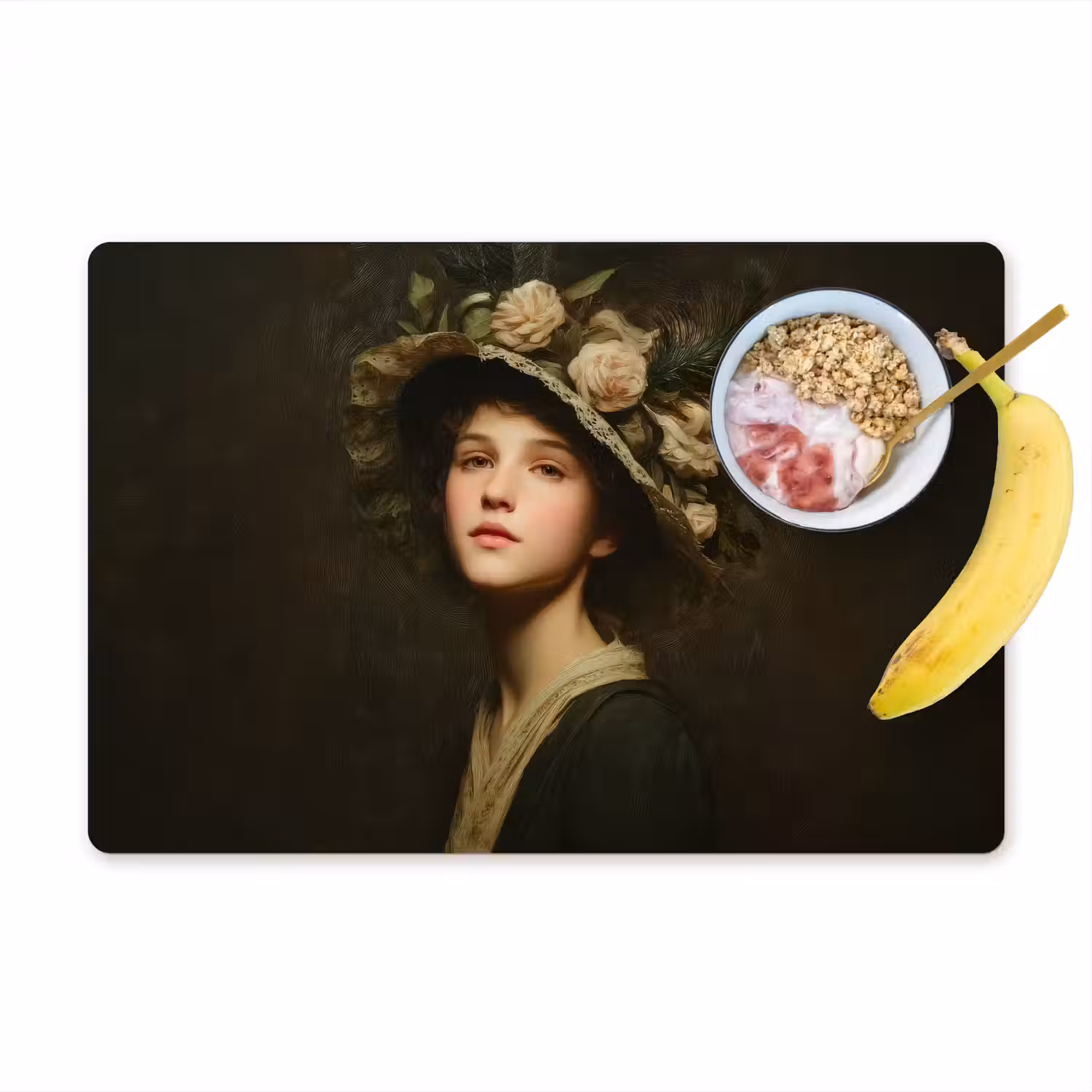 Bloemenhoed - Portret - Vrouw Placemat vinyl groot -zzzproduct_Kitchenyeah-website
