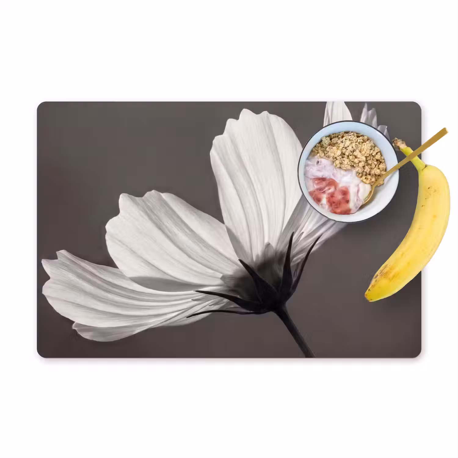 Bloem - Minimalistisch - Zwart - Wit Placemat vinyl groot -zzzproduct_Kitchenyeah-website