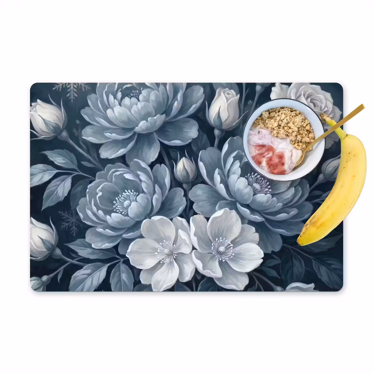 Bloemen - Boeket - Winter - Abstract - Blauw Placemat vinyl groot -zzzproduct_Kitchenyeah-website