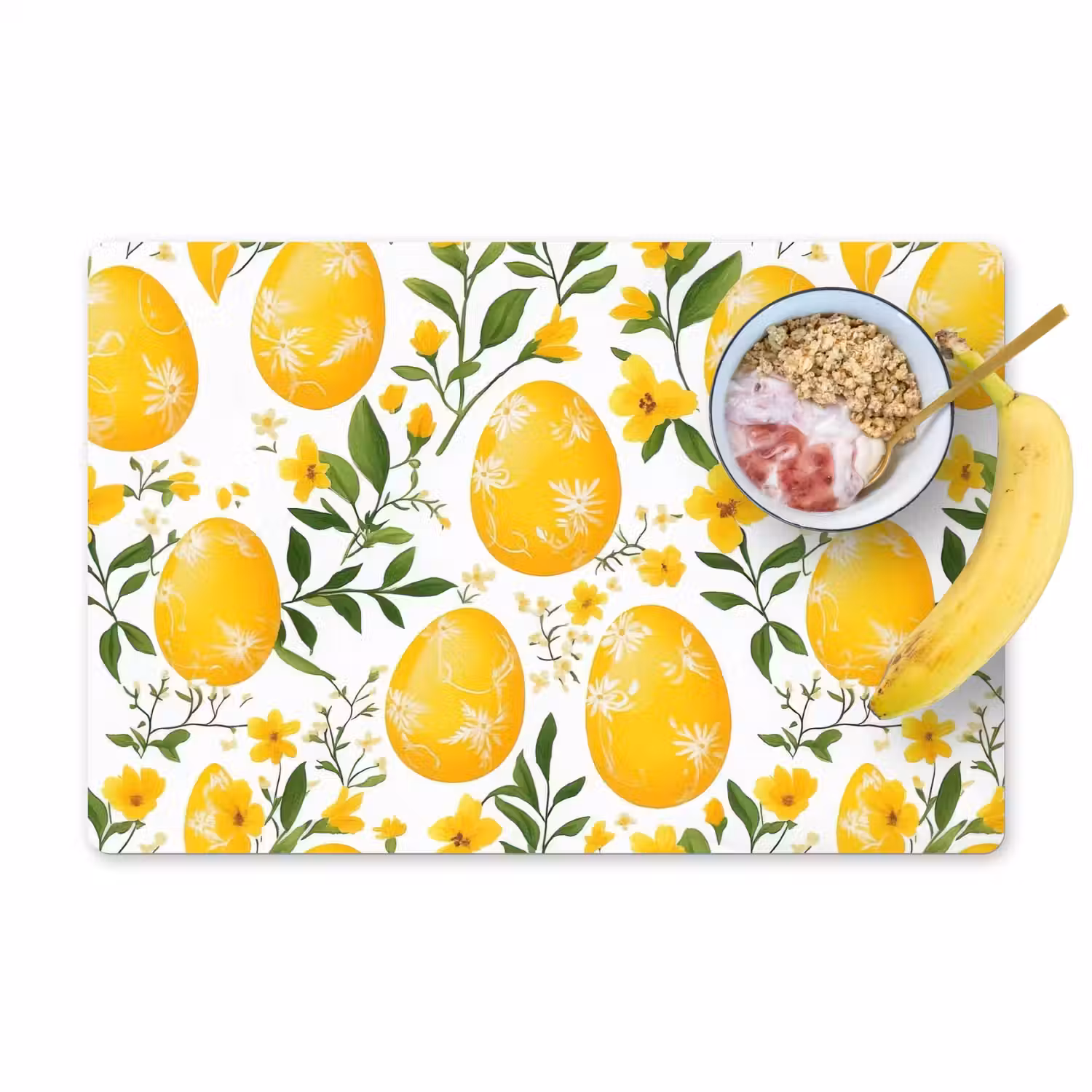 Bloemen - Paaseieren - Geel Placemat vinyl groot -zzzproduct_Kitchenyeah-website