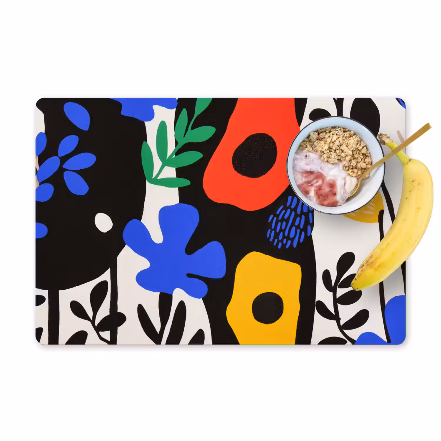 Bloemen - Bladeren - Abstract - Zwart Placemat vinyl groot -zzzproduct_Kitchenyeah-website