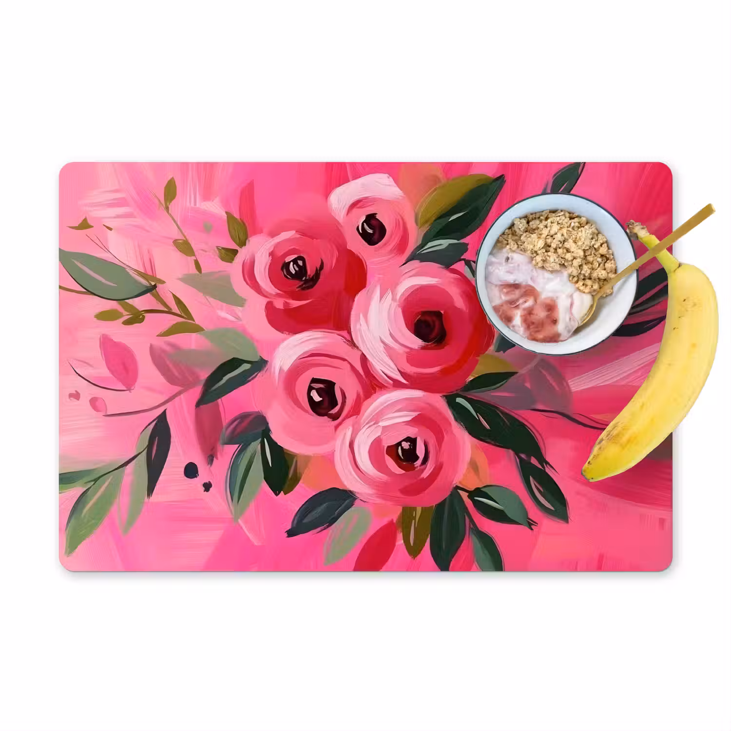 Bloemen - Verf - Roze Placemat vinyl groot -zzzproduct_Kitchenyeah-website