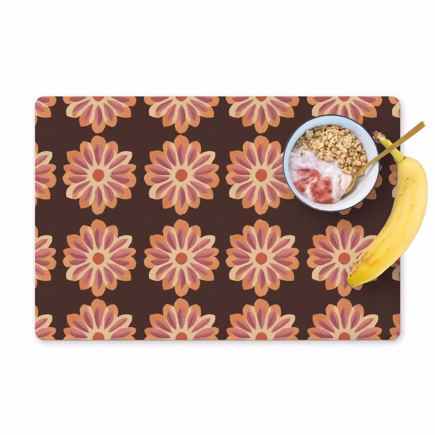 Bloemen - Patroon - Bruin Placemat vinyl groot 368 -zzzproduct_Kitchenyeah-website