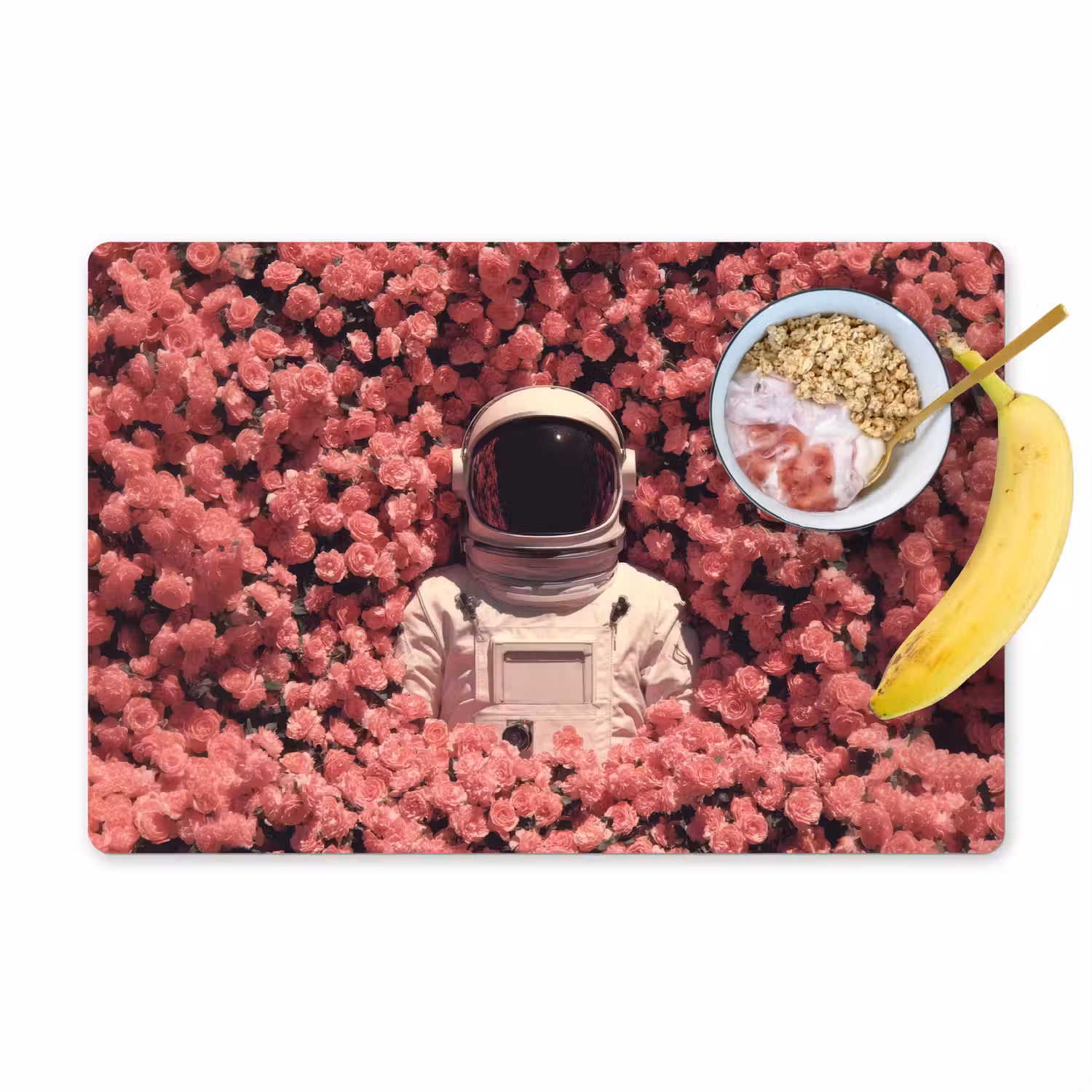 Bloemen - Roze - Astronaut Placemat vinyl groot -zzzproduct_Kitchenyeah-website