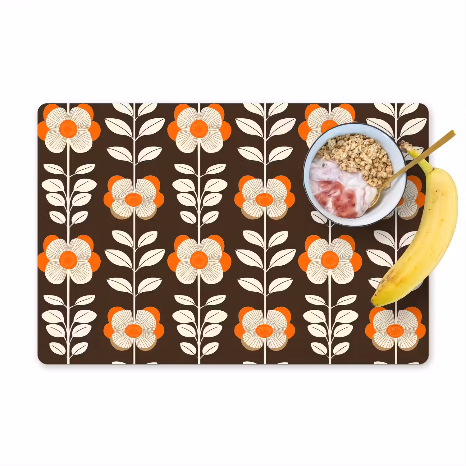 Bloemen - Retro - Bruin Placemat vinyl groot 368 -zzzproduct_Kitchenyeah-website