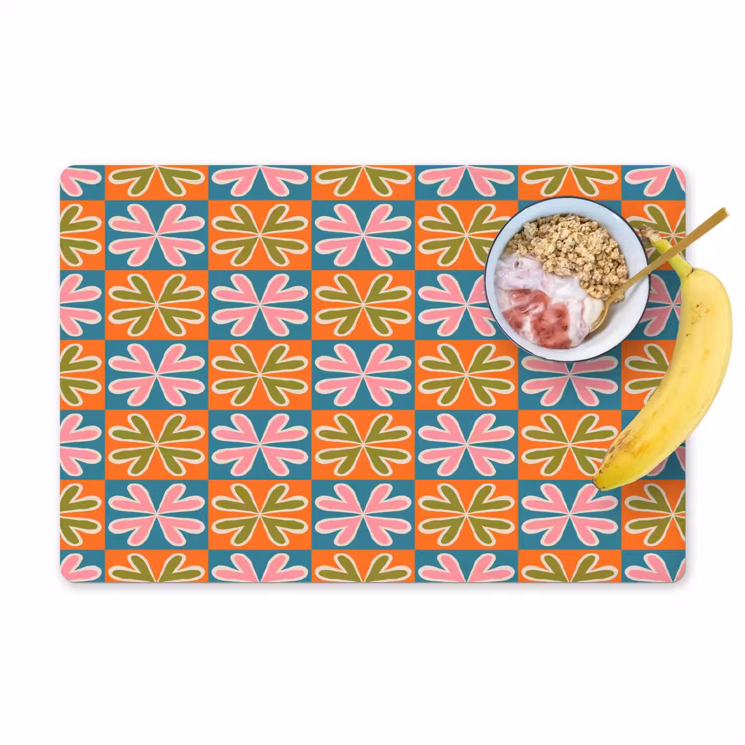 Bloemen - Retro - Patroon - Kleurrijk Placemat vinyl groot 368 -zzzproduct_Kitchenyeah-website