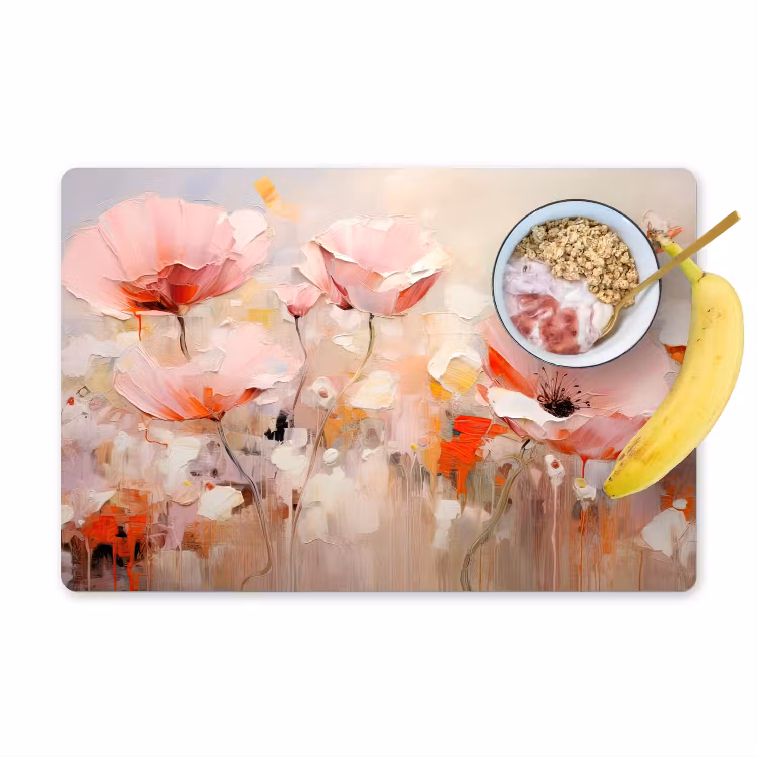 Bloemen - Watercolor - Roze - Abstract - Kunst Placemat vinyl groot -zzzproduct_Kitchenyeah-website