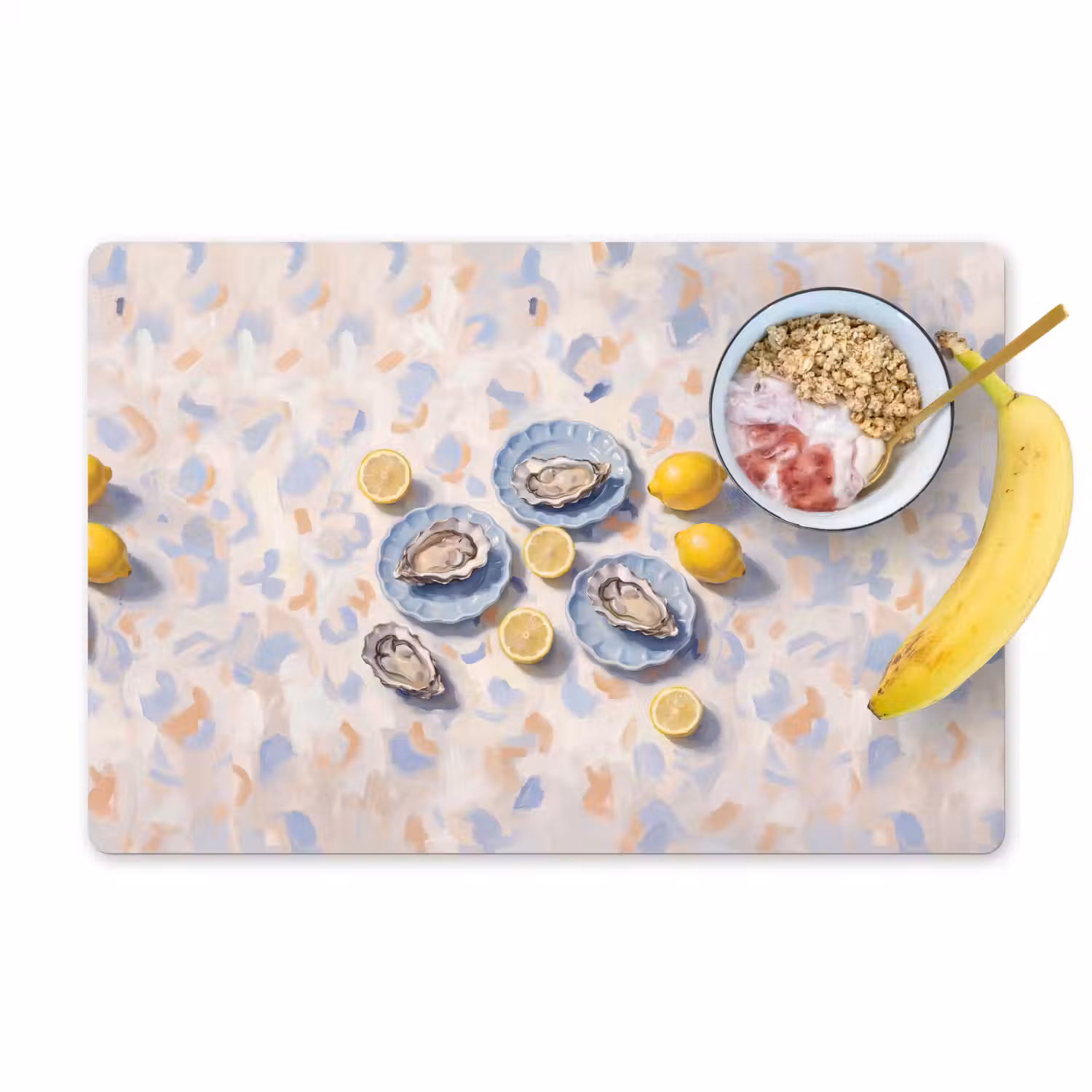 Eten - Oesters - Citroenen - Modern - Geel Placemat vinyl groot -zzzproduct_Kitchenyeah-website