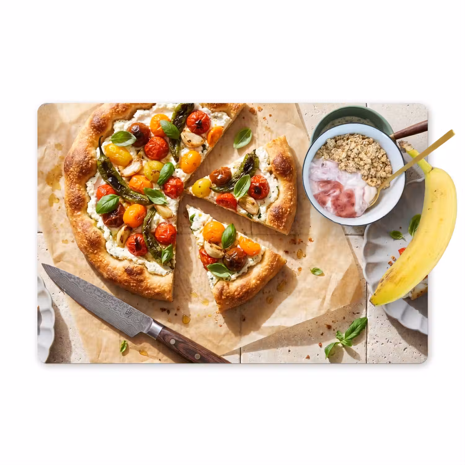 Eten - Tomaten - Basilicum - Maaltijd - Vers Placemat vinyl groot -zzzproduct_Kitchenyeah-website