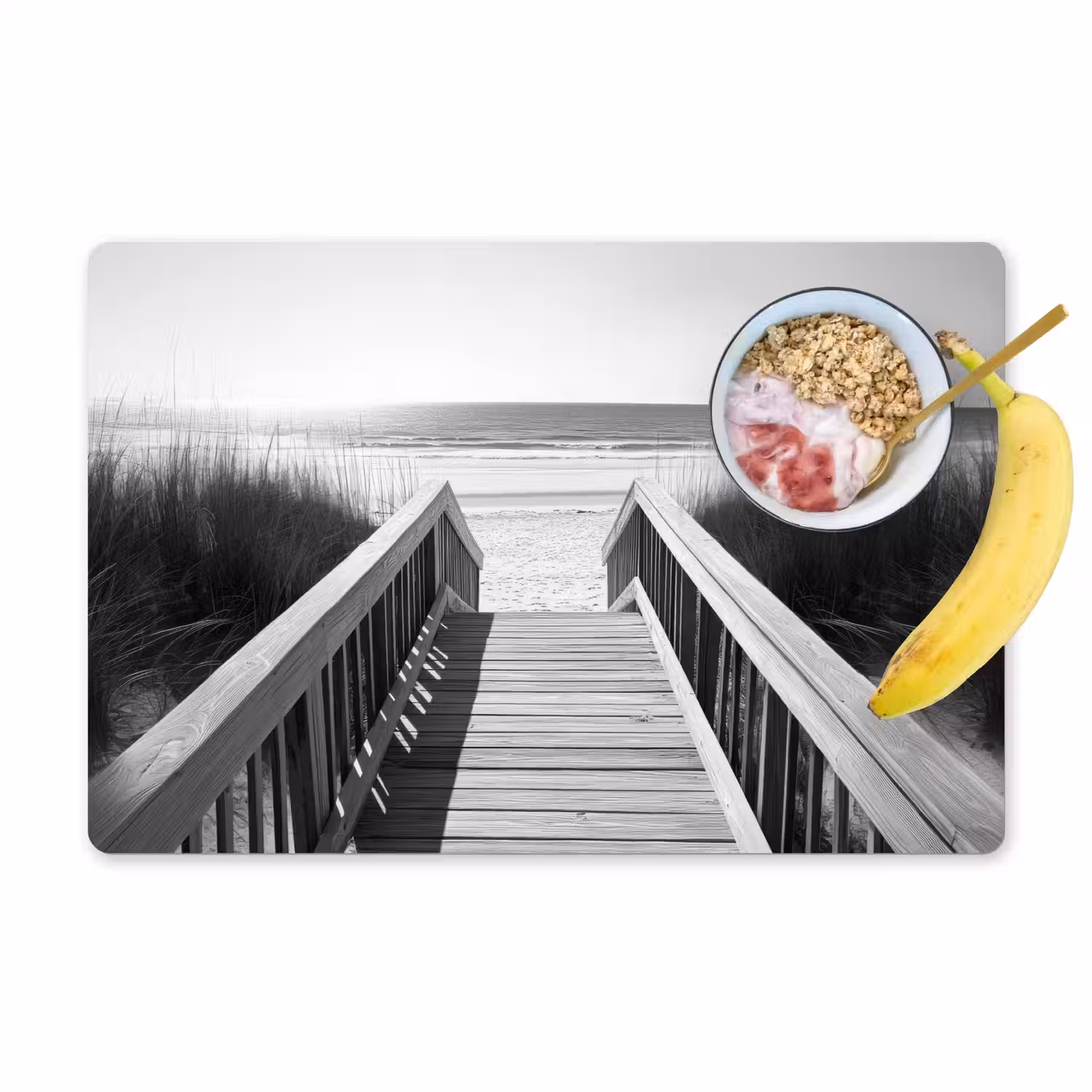 Loopbrug - Hout - Strand - Zee Placemat vinyl groot -zzzproduct_Kitchenyeah-website