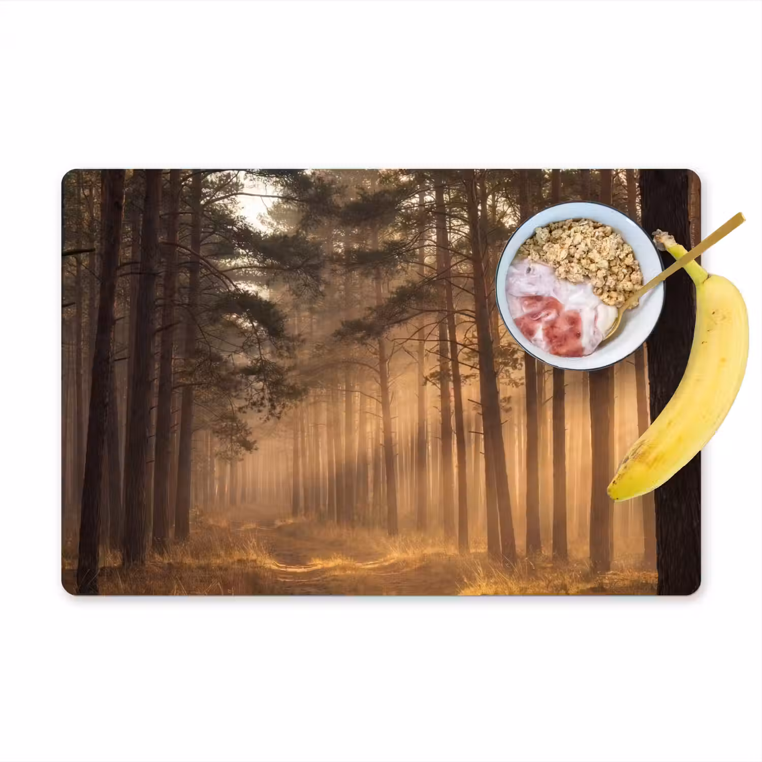 Bos - Mist - Zonlicht Placemat vinyl groot -zzzproduct_Kitchenyeah-website
