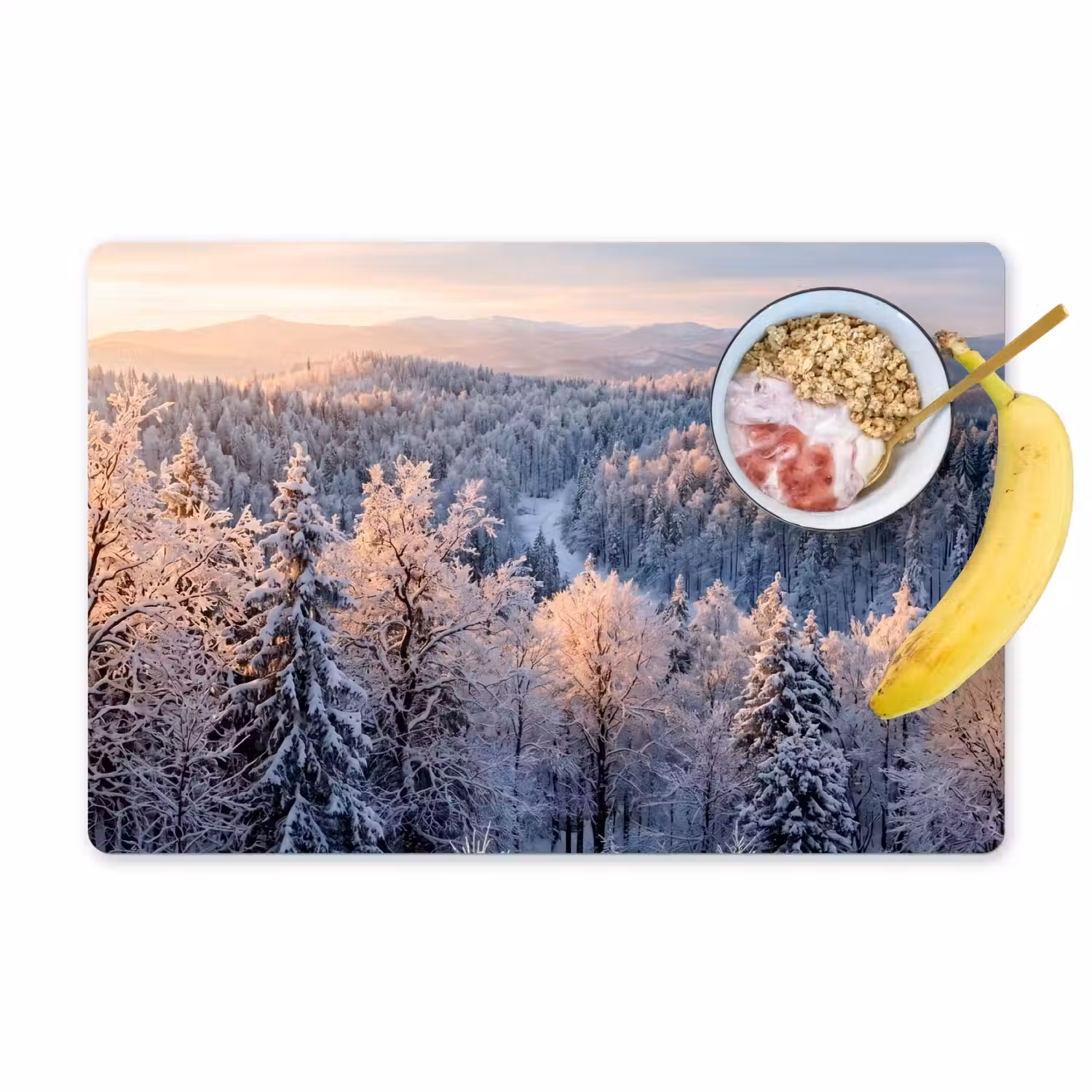 Bos - Bergen - Goud - Winter - Warm Placemat vinyl groot -zzzproduct_Kitchenyeah-website