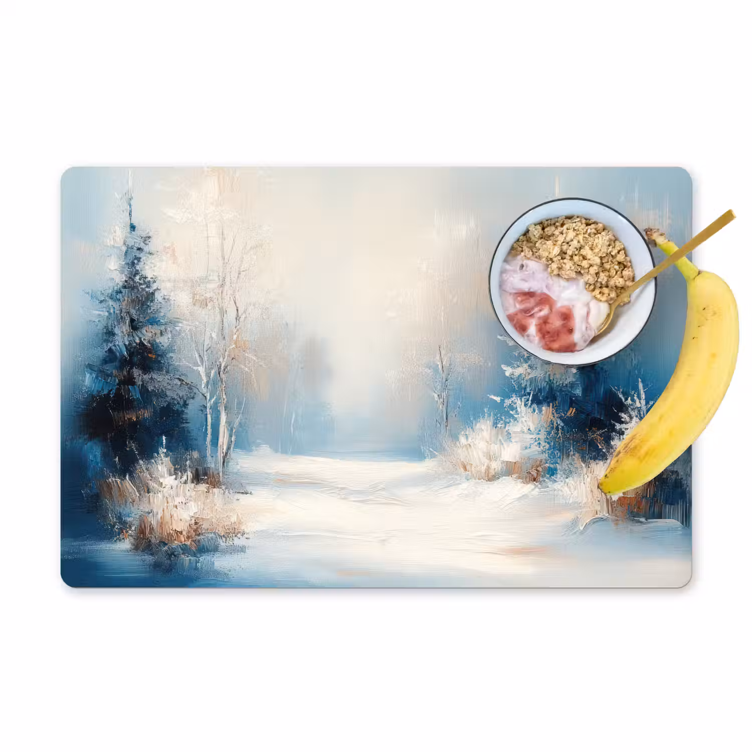 Bos - Winter - Natuur - Abstract - Sneeuw Placemat vinyl groot -zzzproduct_Kitchenyeah-website