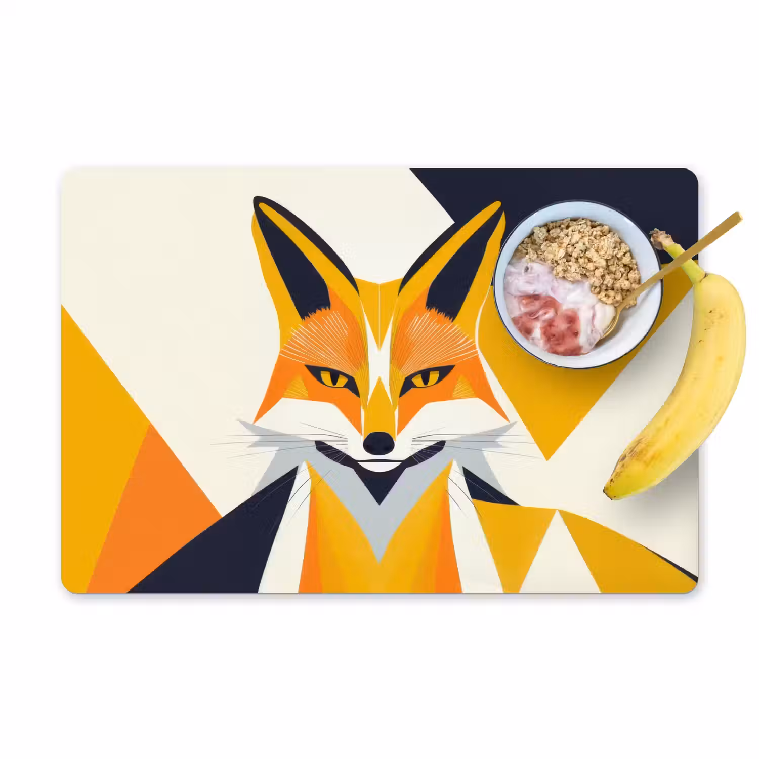 Vos - Oranje - Abstract - Driehoeken Placemat vinyl groot -zzzproduct_Kitchenyeah-website