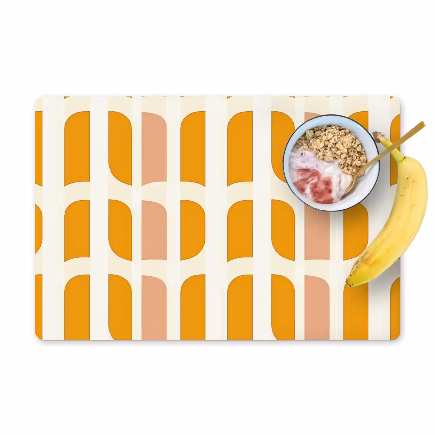 Geometrisch - Patroon - Geel - Roze Placemat vinyl groot 368 -zzzproduct_Kitchenyeah-website
