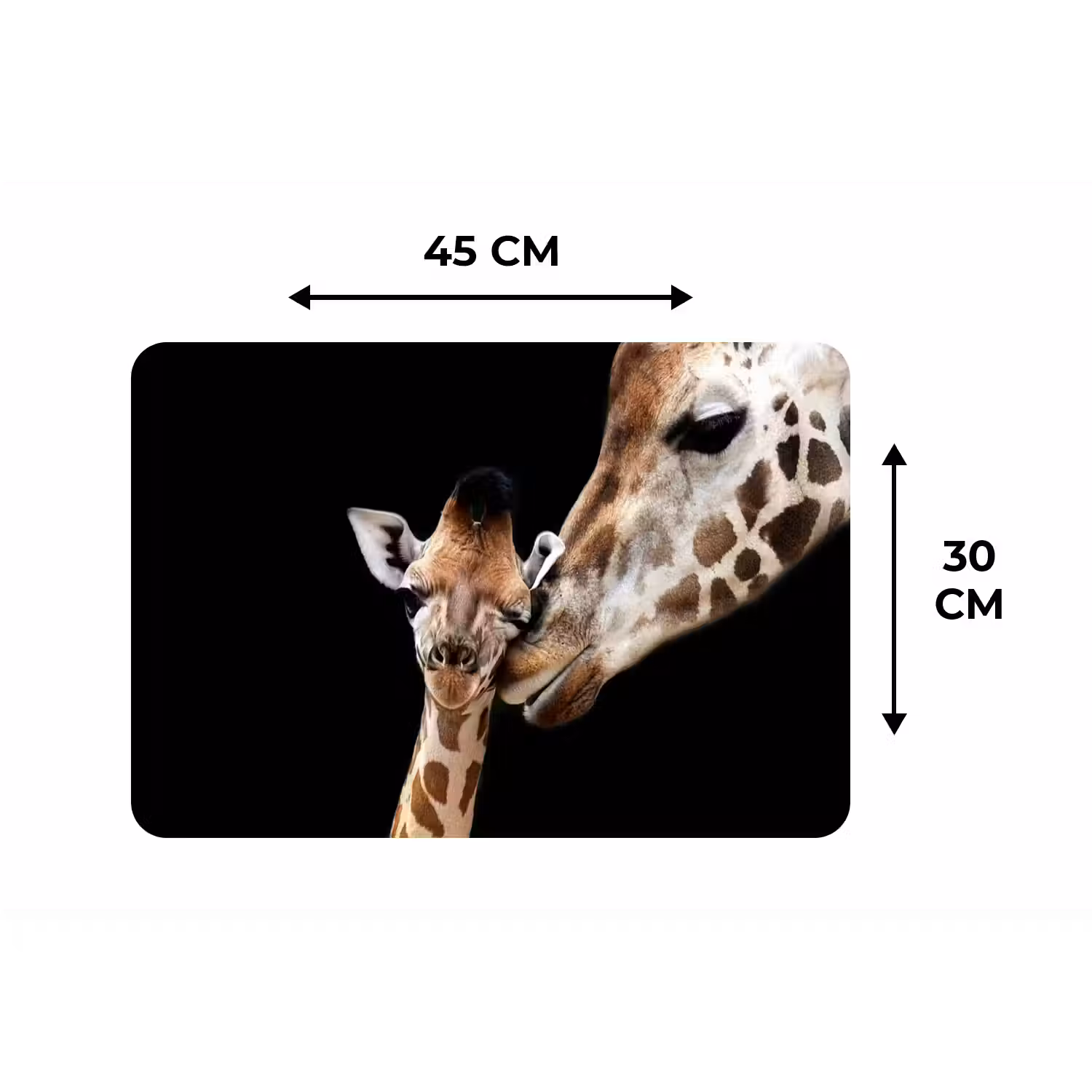 Giraffe - Dieren - Zwart - Portret - Dieren Placemat vinyl groot -specs