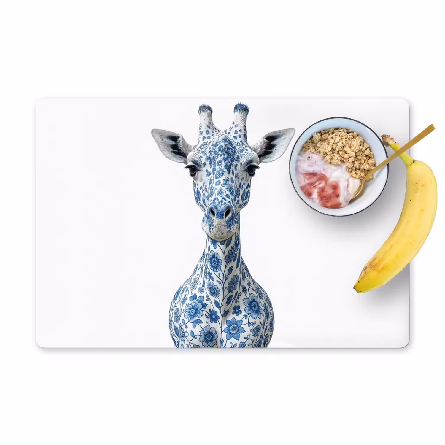 Giraffe - Delfts blauw - Dieren - Minimalistisch Placemat vinyl groot -zzzproduct_Kitchenyeah-website