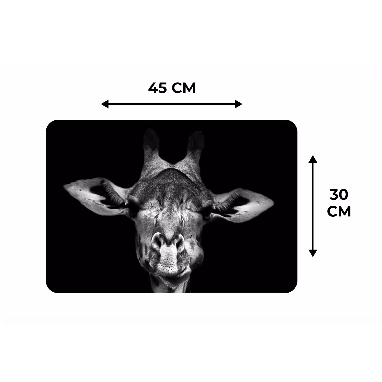 Giraffe - Portret - Dieren - Zwart - Wit Placemat vinyl groot -specs