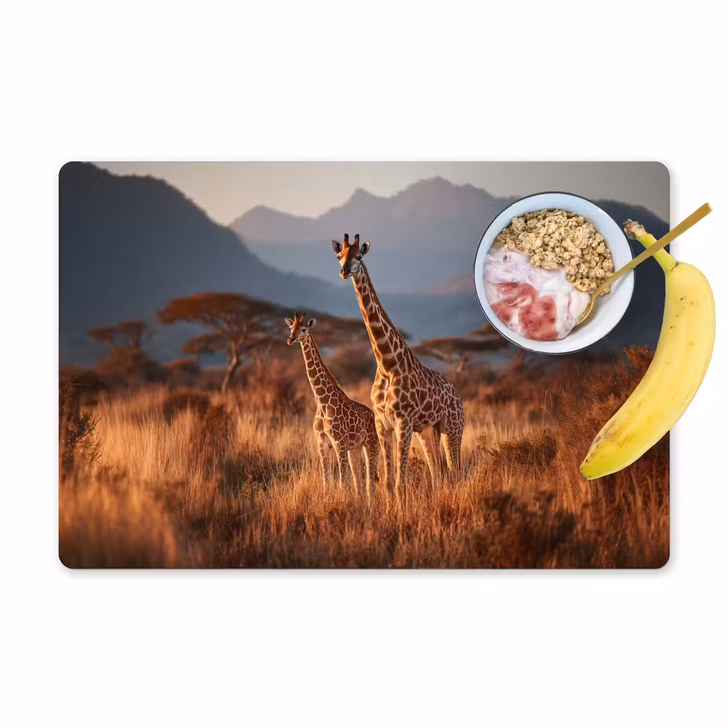 Giraffen - Hoog gras - Acaciabomen Placemat vinyl groot -zzzproduct_Kitchenyeah-website