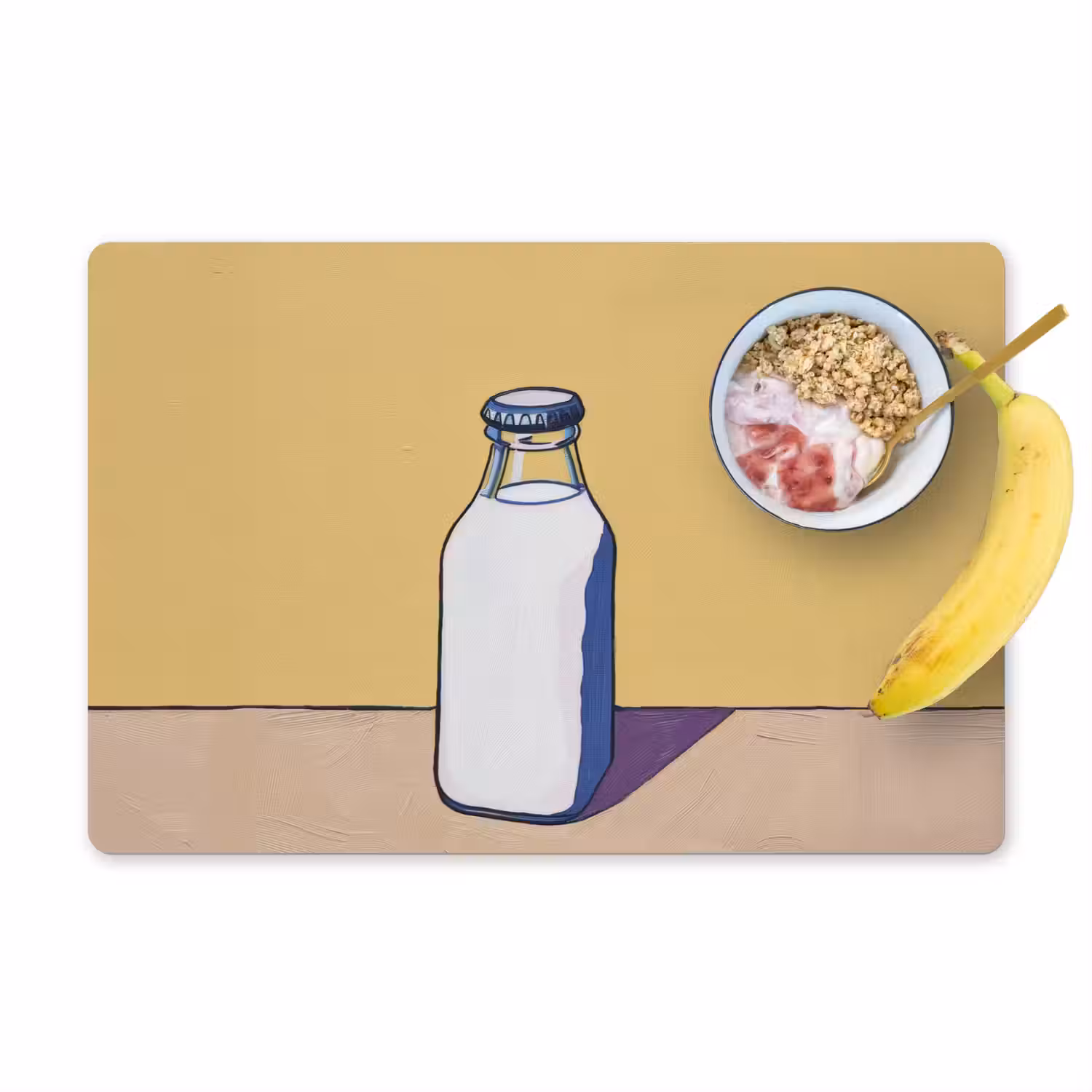 Glazen - Fles - Illustratie - Melk Placemat vinyl groot -zzzproduct_Kitchenyeah-website