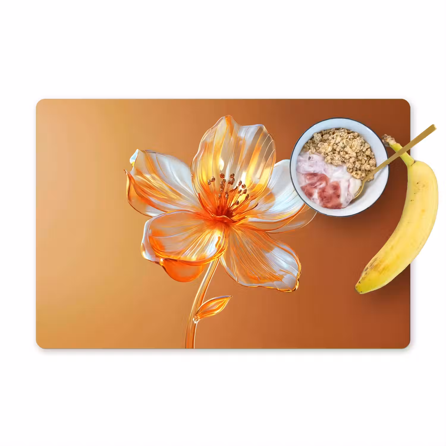 Glazen - Bloem - Oranje Placemat vinyl groot -zzzproduct_Kitchenyeah-website