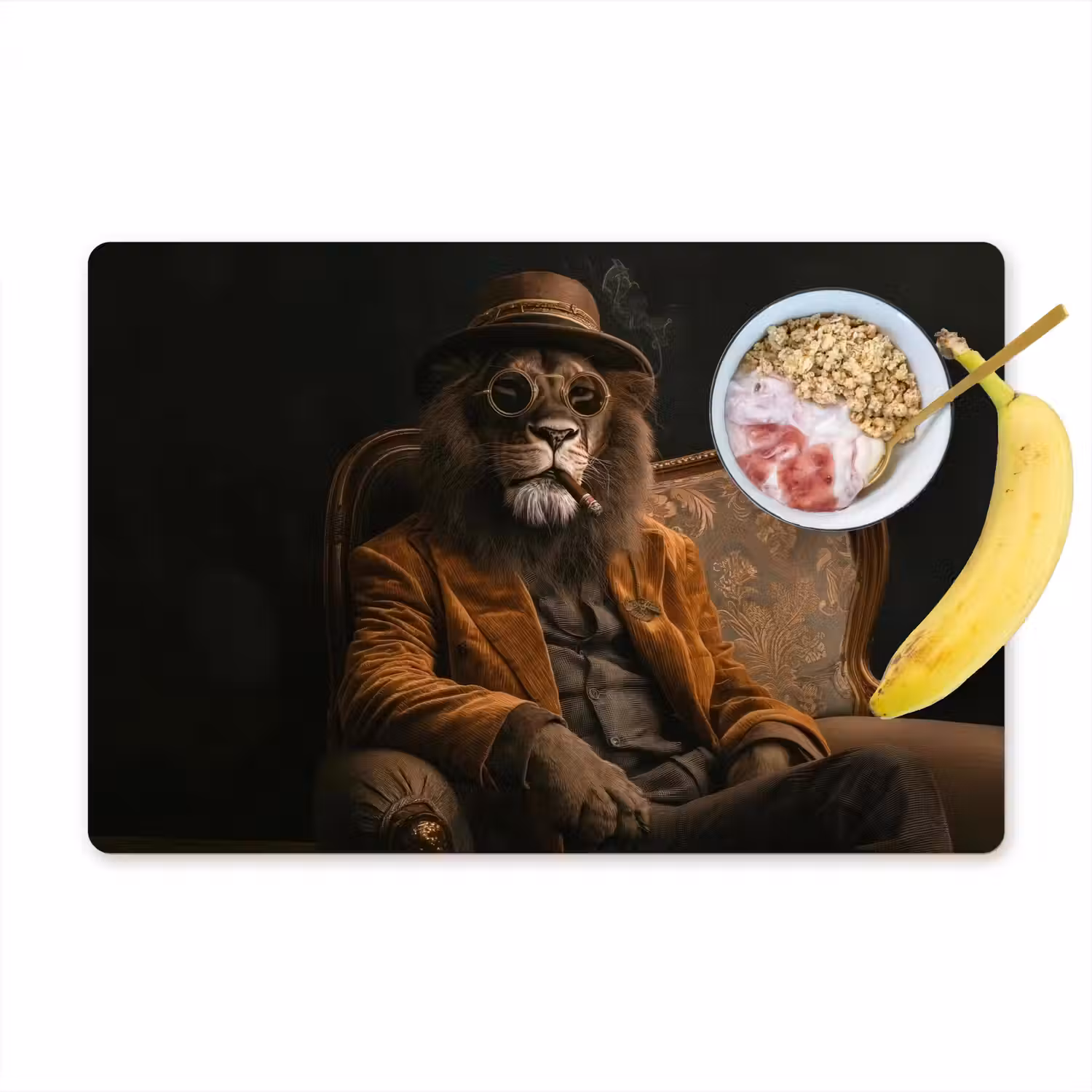 Bril - Leeuw - Bank - Hoed Placemat vinyl groot -zzzproduct_Kitchenyeah-website