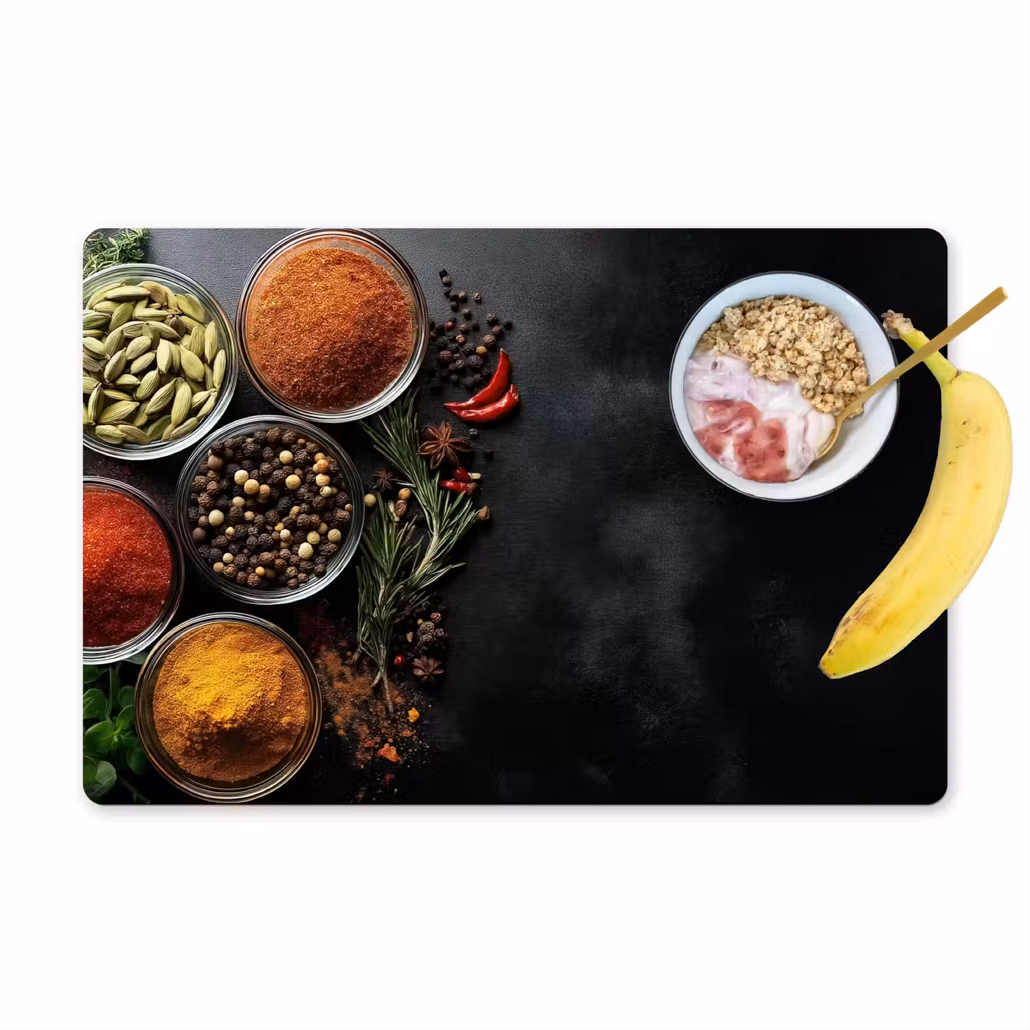 Glazen - Bakjes - Blaadjes - Kruiden Placemat vinyl groot -zzzproduct_Kitchenyeah-website