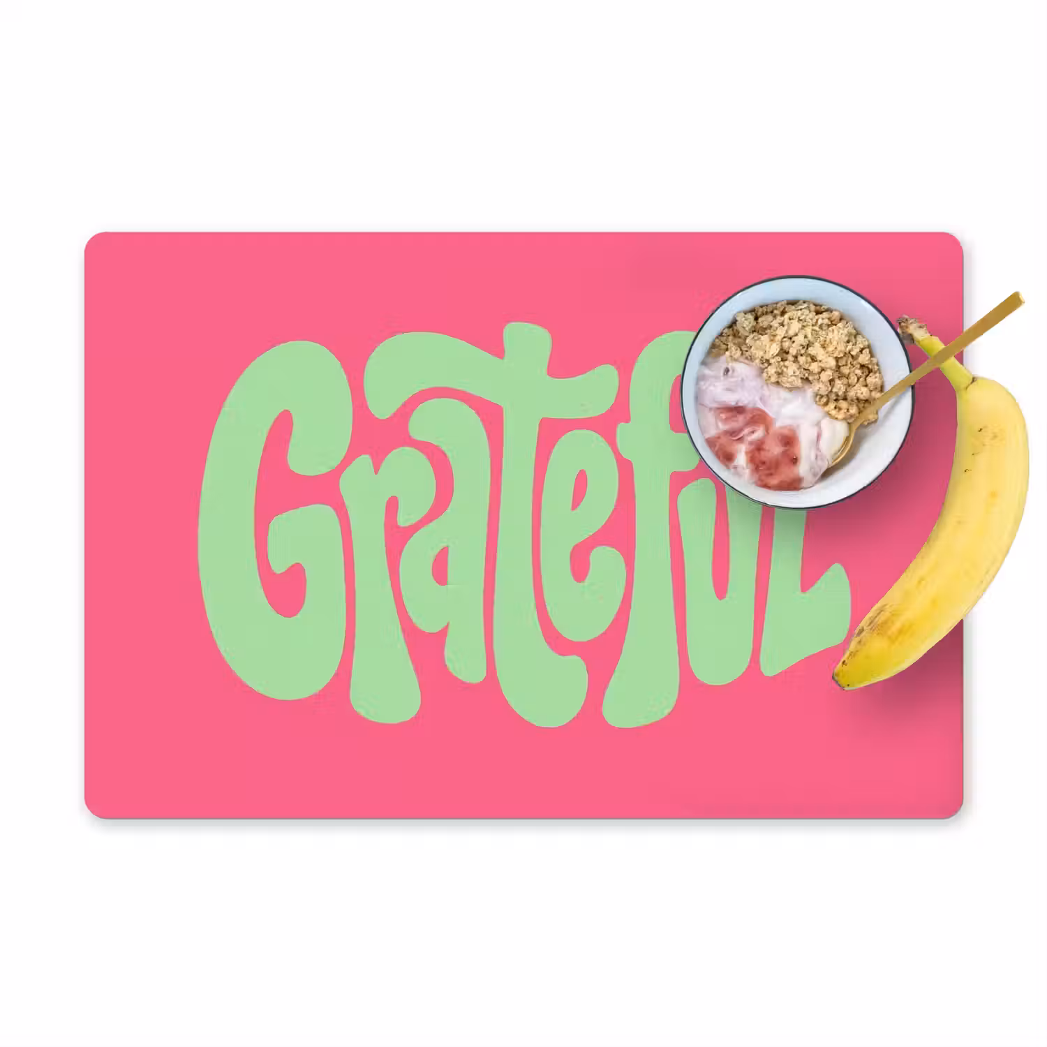 Grateful - Groen - Grafisch - Vloeiend Placemat vinyl groot -zzzproduct_Kitchenyeah-website