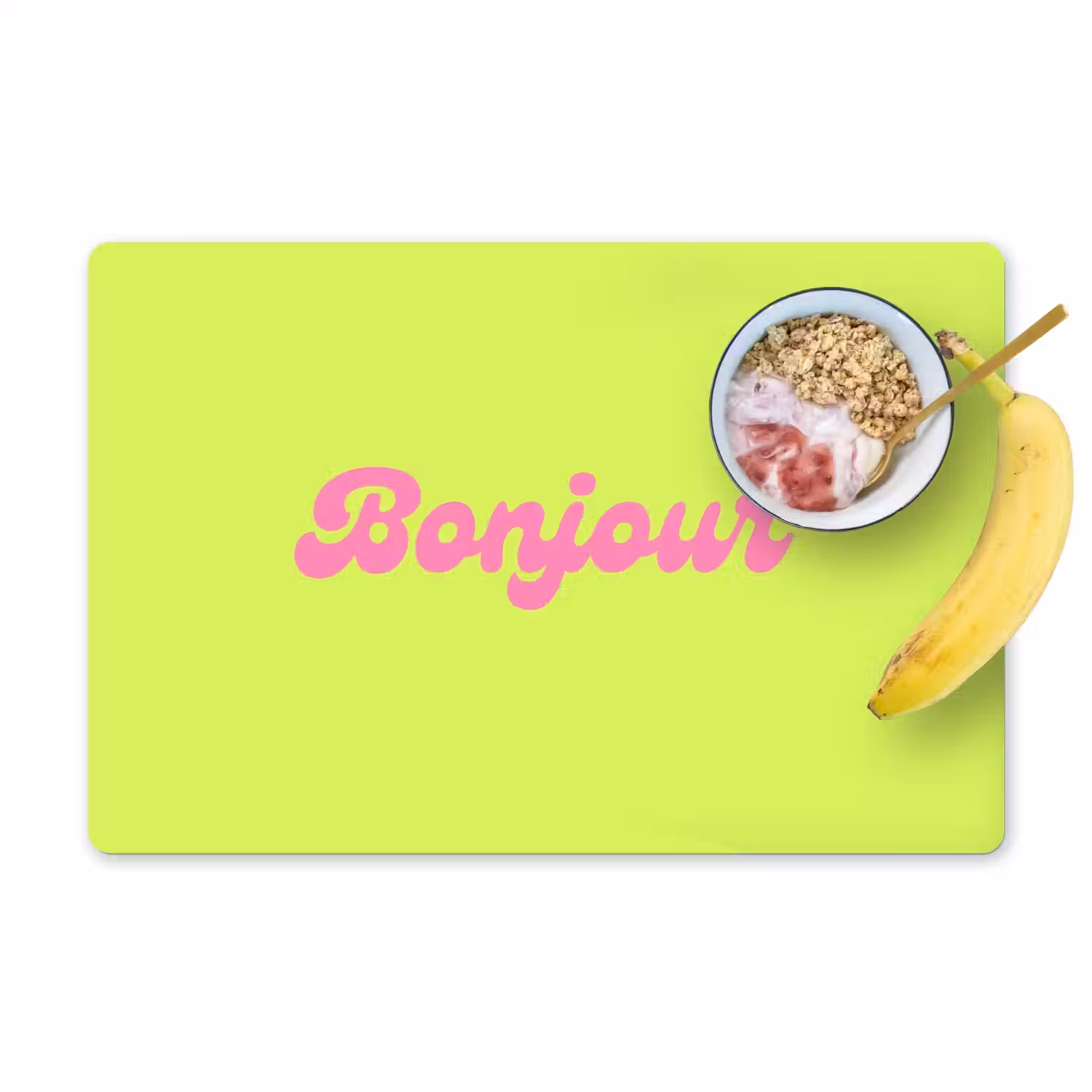 Groen - Roze bonjour - Retro Placemat vinyl groot -zzzproduct_Kitchenyeah-website