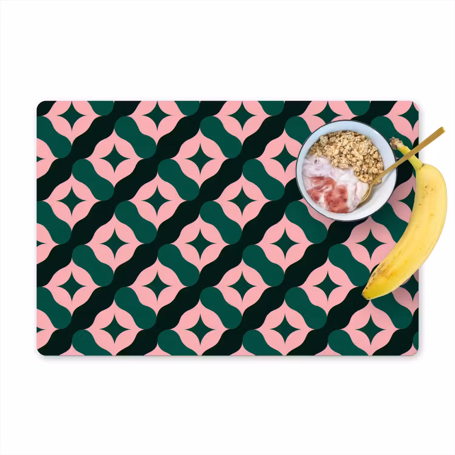 Groen - Roze - Retro - Sterren Placemat vinyl groot 368 -zzzproduct_Kitchenyeah-website
