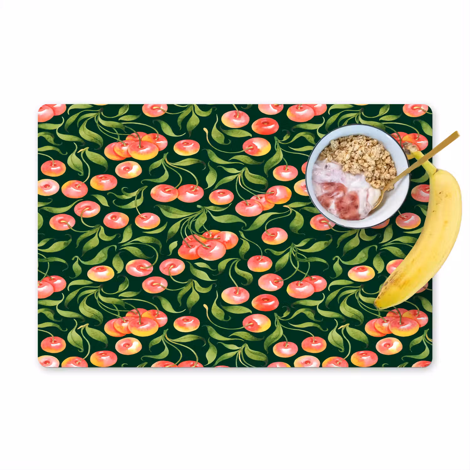 Groen - Rood - Kersen - Bladeren Placemat vinyl groot 368 -zzzproduct_Kitchenyeah-website