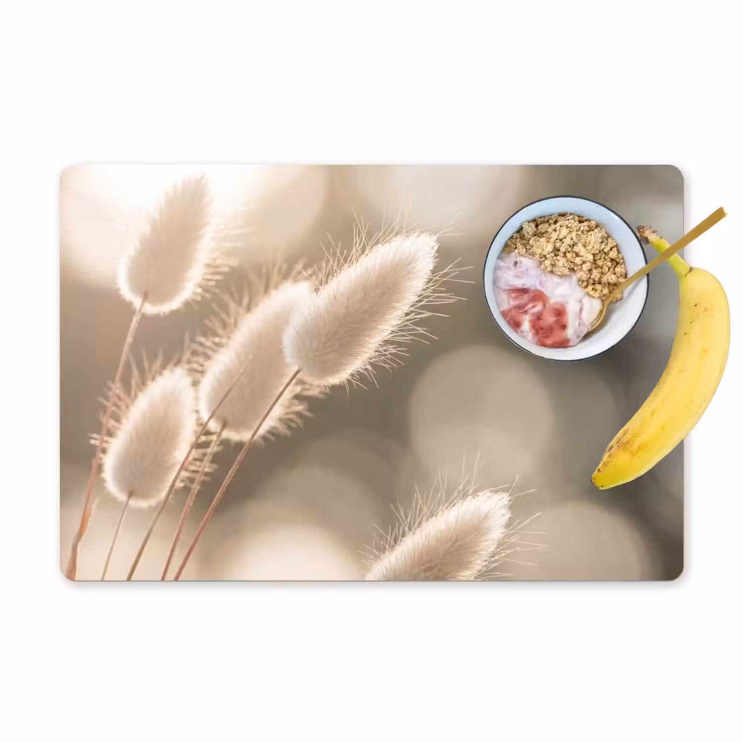 Hazestaartgras - Wit - Zonlicht Placemat vinyl groot -zzzproduct_Kitchenyeah-website