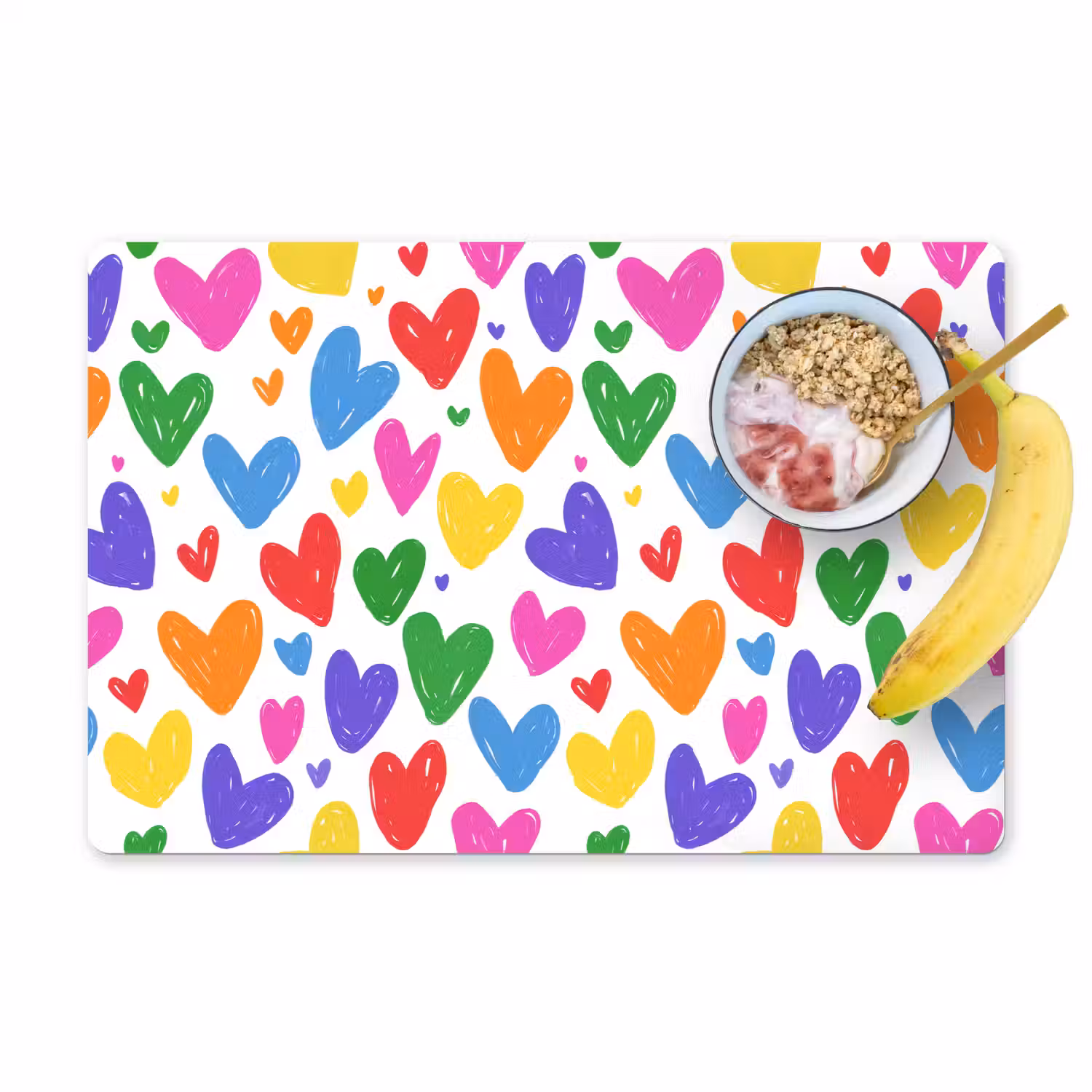 Hartjes - Patroon - Kleurrijk - Tekening Placemat vinyl groot -zzzproduct_Kitchenyeah-website