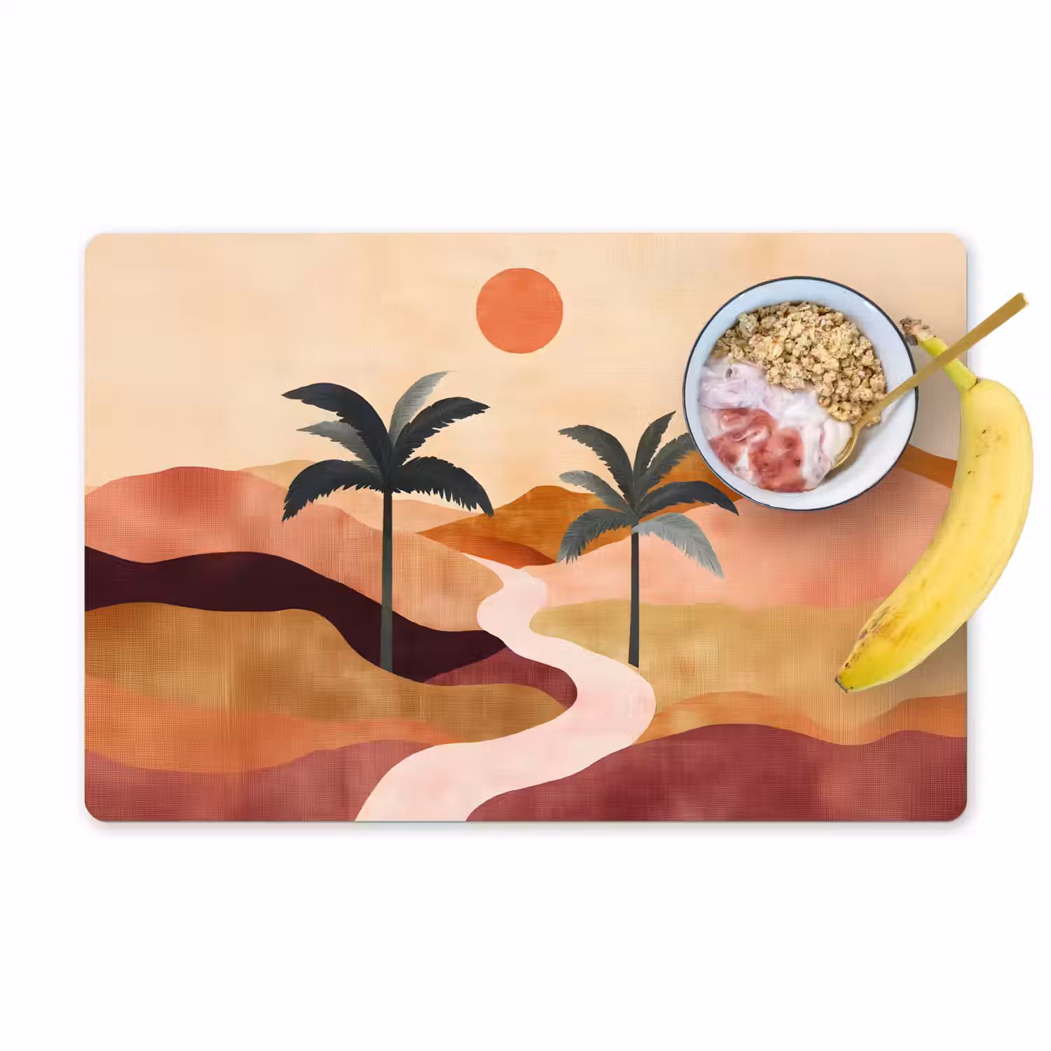 Heuvels - Palmbomen - Abstract Placemat vinyl groot -zzzproduct_Kitchenyeah-website