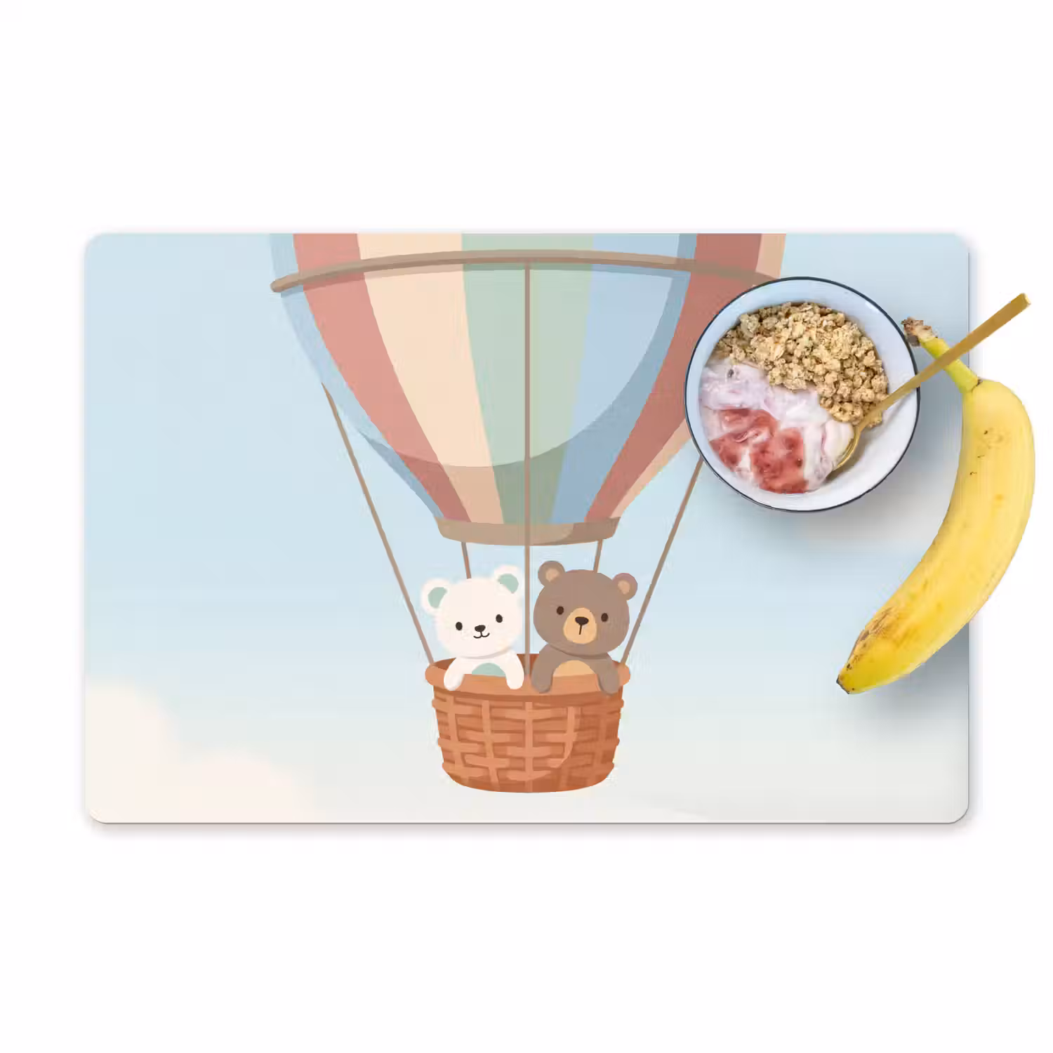 Luchtballon - Beren - Pastel Placemat vinyl groot -zzzproduct_Kitchenyeah-website