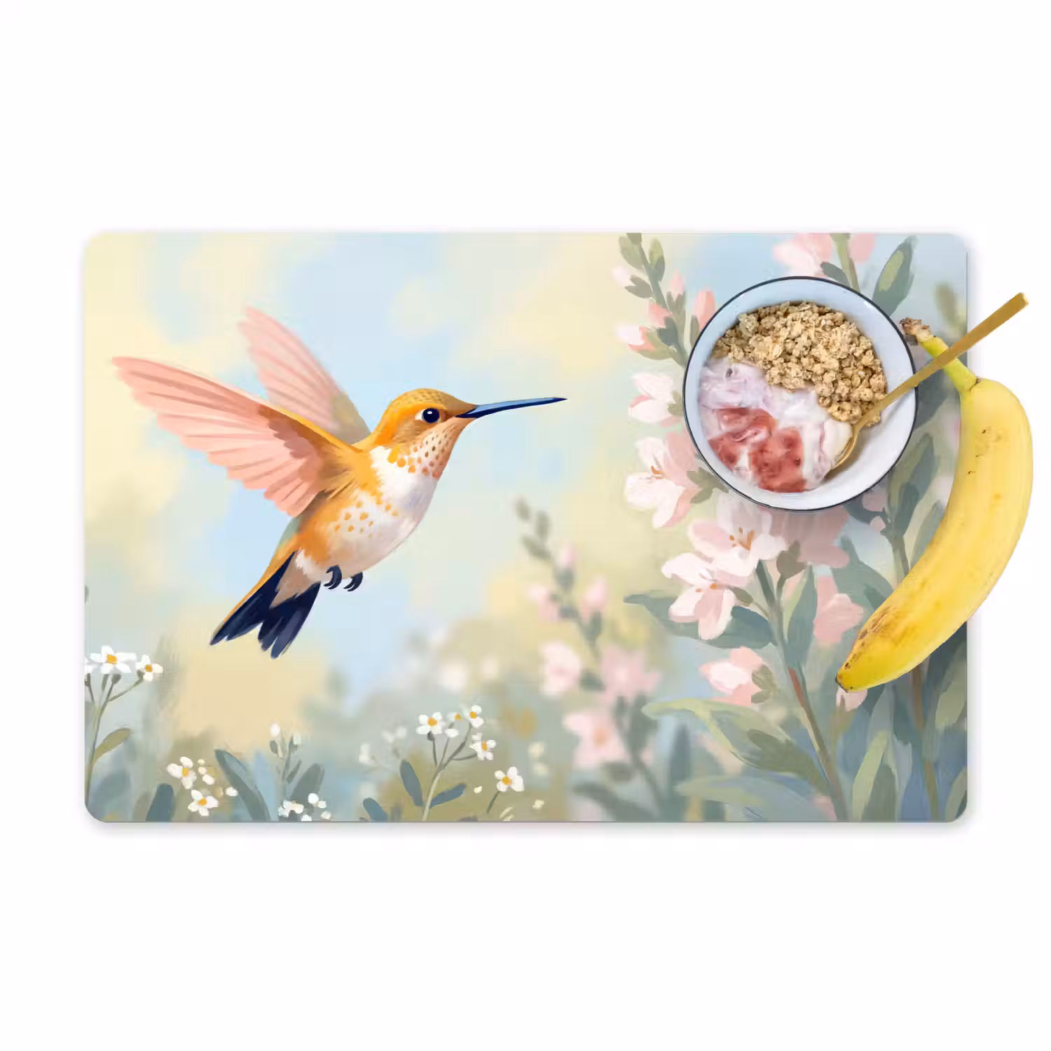 Kolibrie - Illustratie - Kleurrijk Placemat vinyl groot -zzzproduct_Kitchenyeah-website