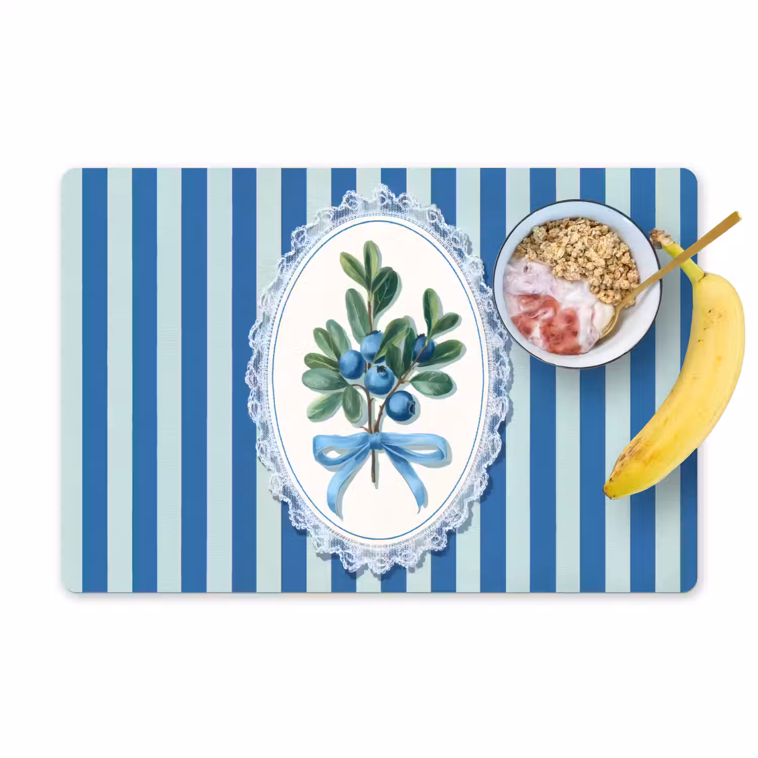 Illustratie - Bessen - Blauw - Strepen Placemat vinyl groot -zzzproduct_Kitchenyeah-website