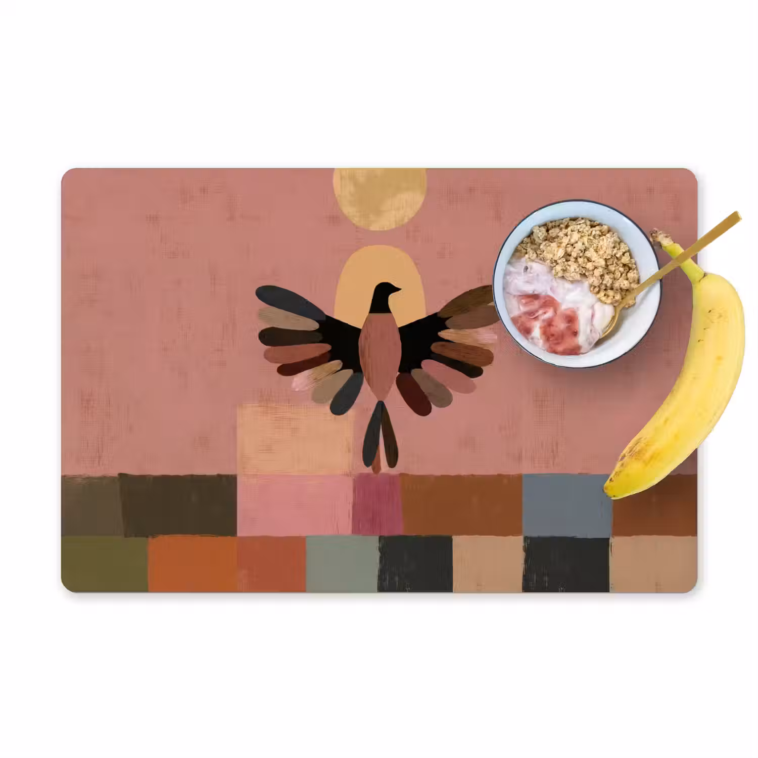 Illustratie - Vogel - Vlakken - Kleurrijk Placemat vinyl groot -zzzproduct_Kitchenyeah-website