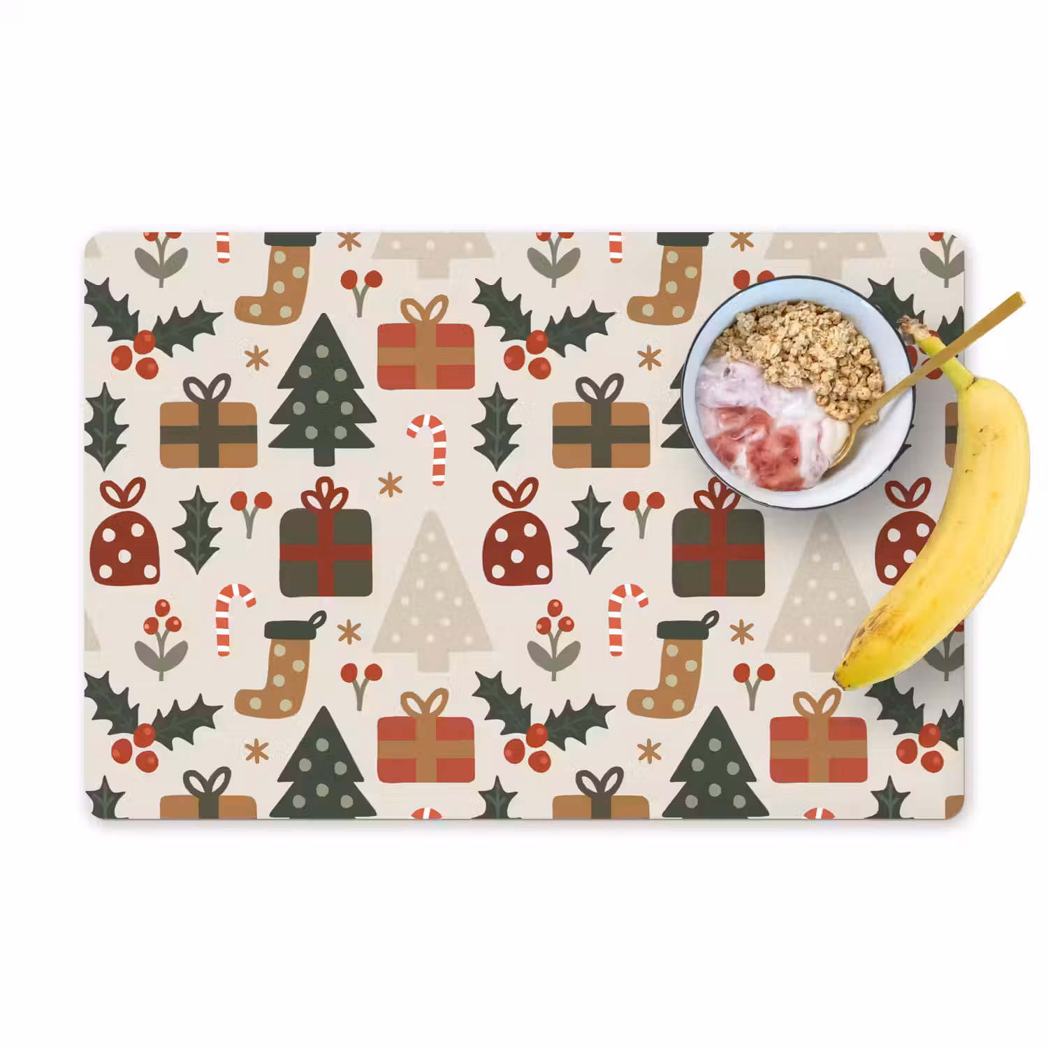 Illustratie - Kerstfiguren - Beige Placemat vinyl groot 368 -zzzproduct_Kitchenyeah-website