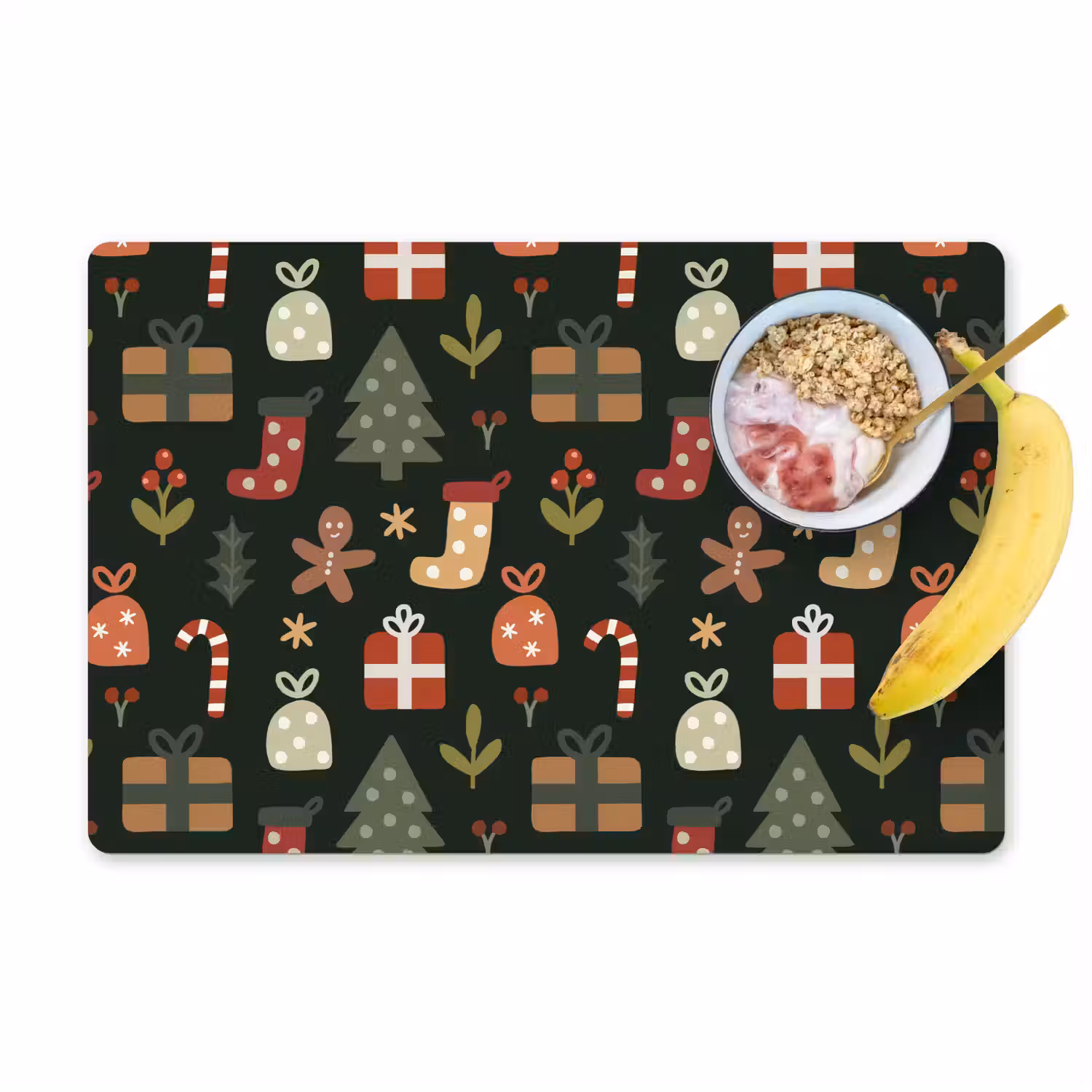 Illustratie - Kerstfiguren - Groen Placemat vinyl groot 368 -zzzproduct_Kitchenyeah-website