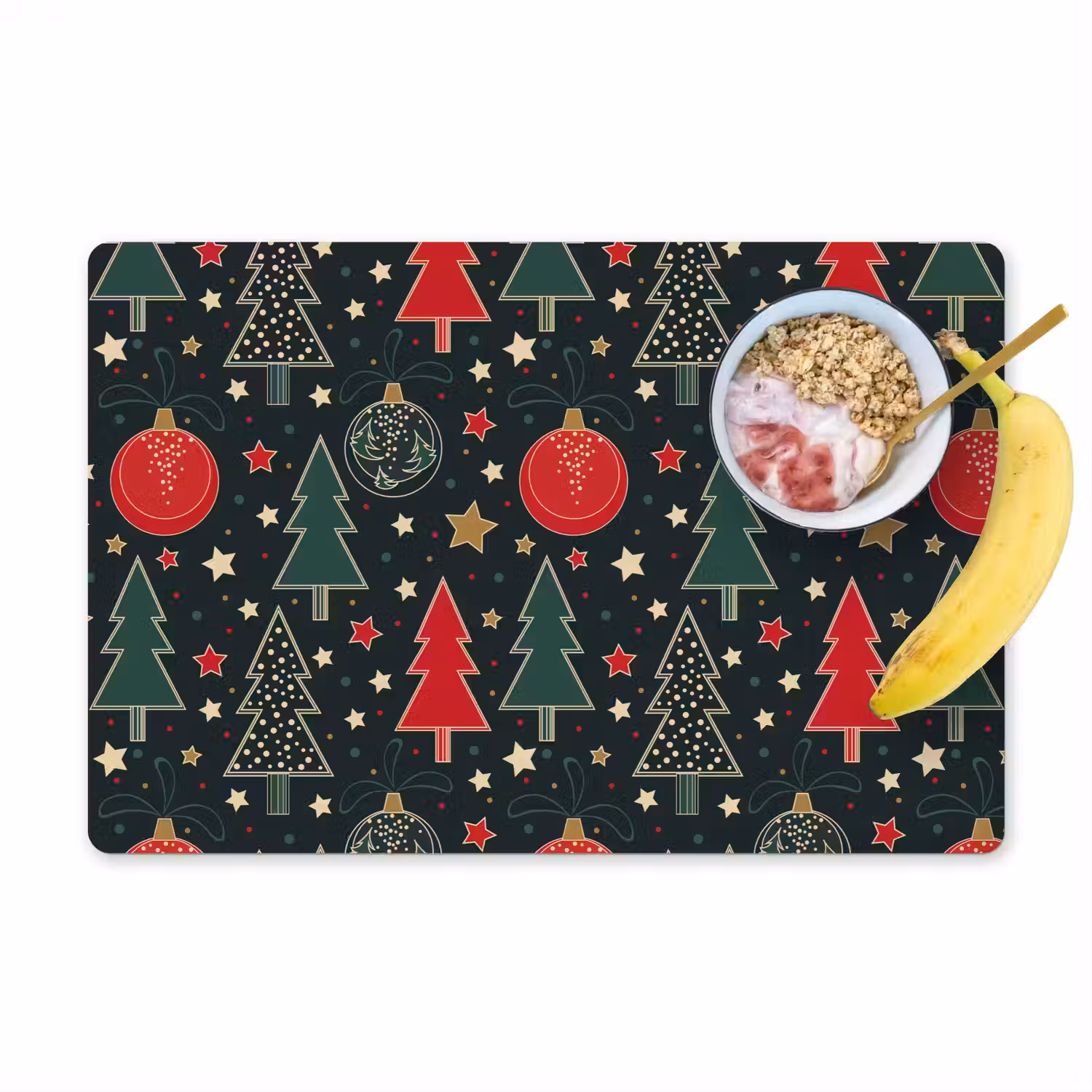 Illustratie - Kerst - Sterren - Groen Placemat vinyl groot 368 -zzzproduct_Kitchenyeah-website
