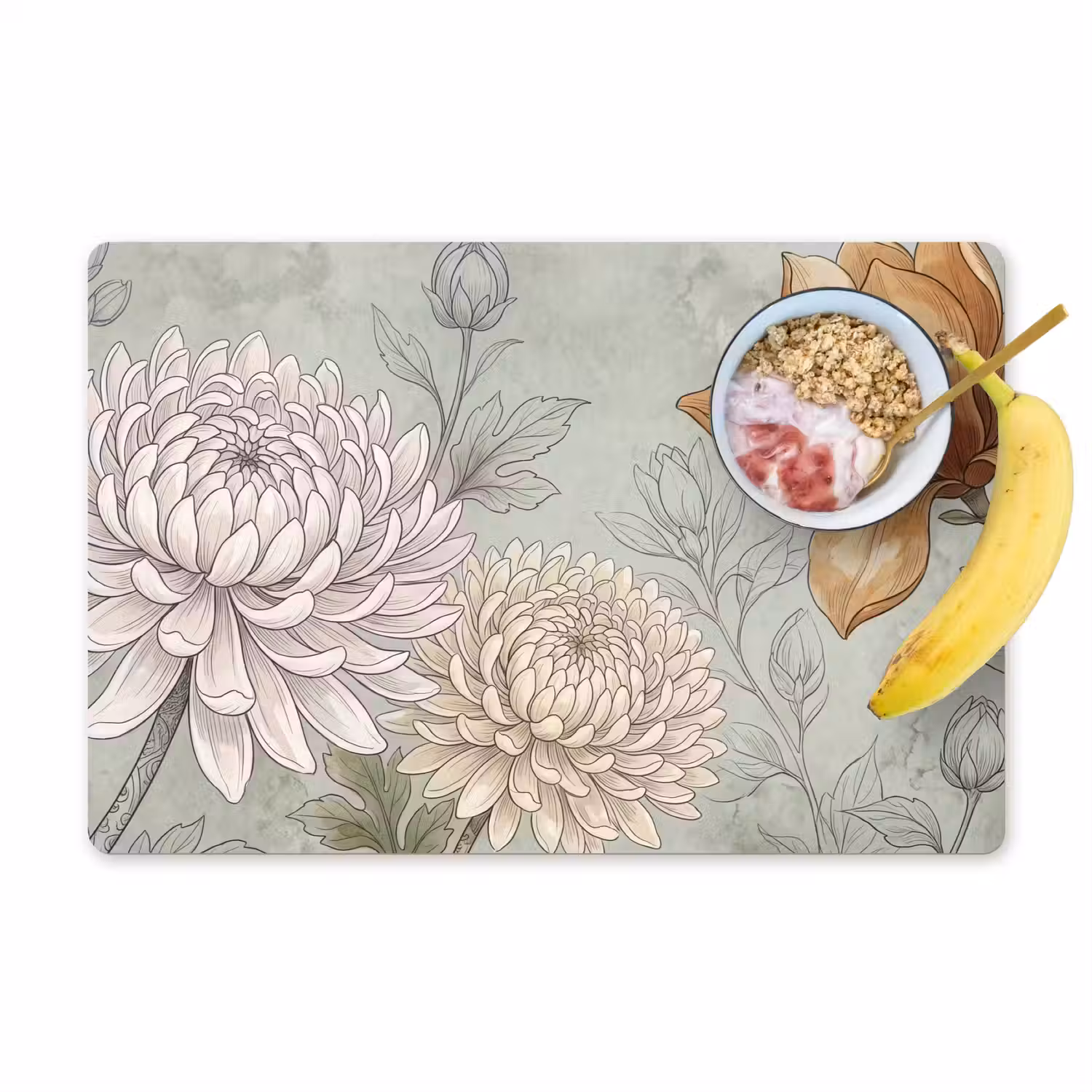 Illustratie - Bloemen - Groen Placemat vinyl groot -zzzproduct_Kitchenyeah-website