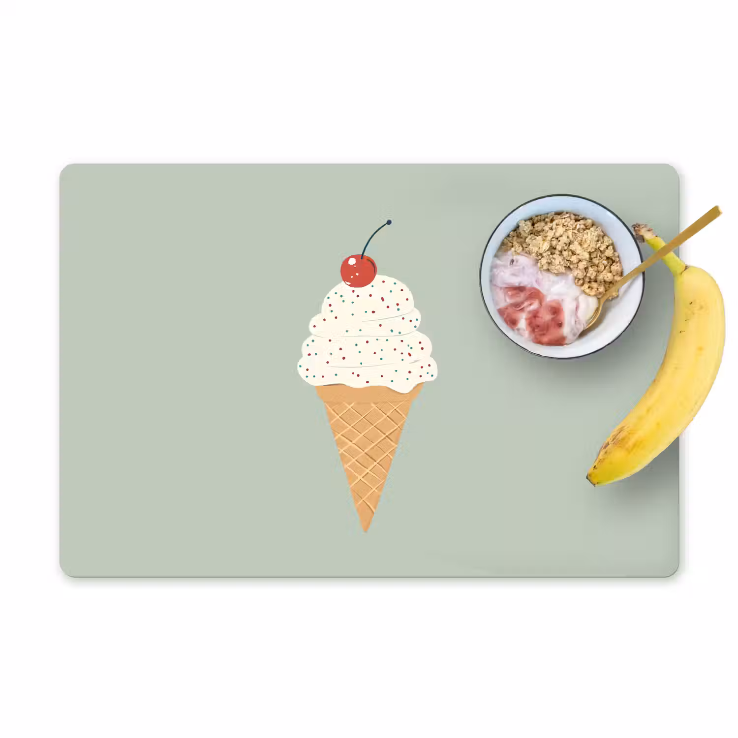 Illustratie - Ijsje - Spikkels - Kers Placemat vinyl groot -zzzproduct_Kitchenyeah-website