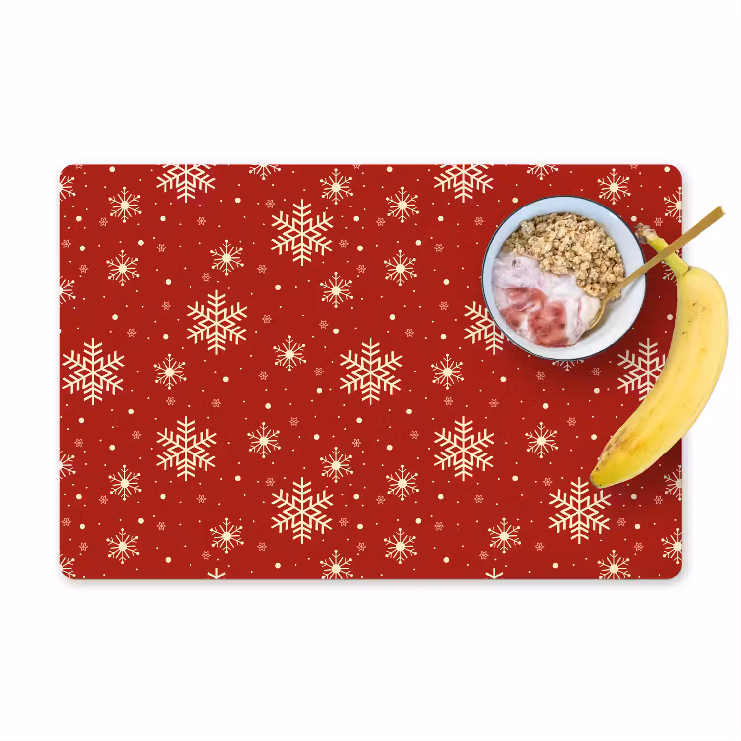Illustratie - Sneeuwvlokken - Rood Placemat vinyl groot 368 -zzzproduct_Kitchenyeah-website