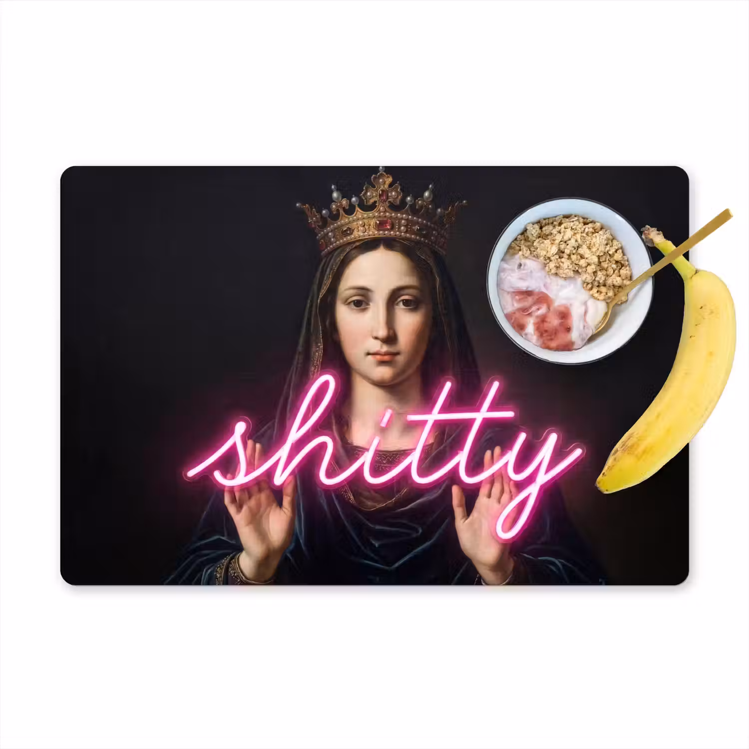 Ironisch - Tekst - Neon Placemat vinyl groot -zzzproduct_Kitchenyeah-website