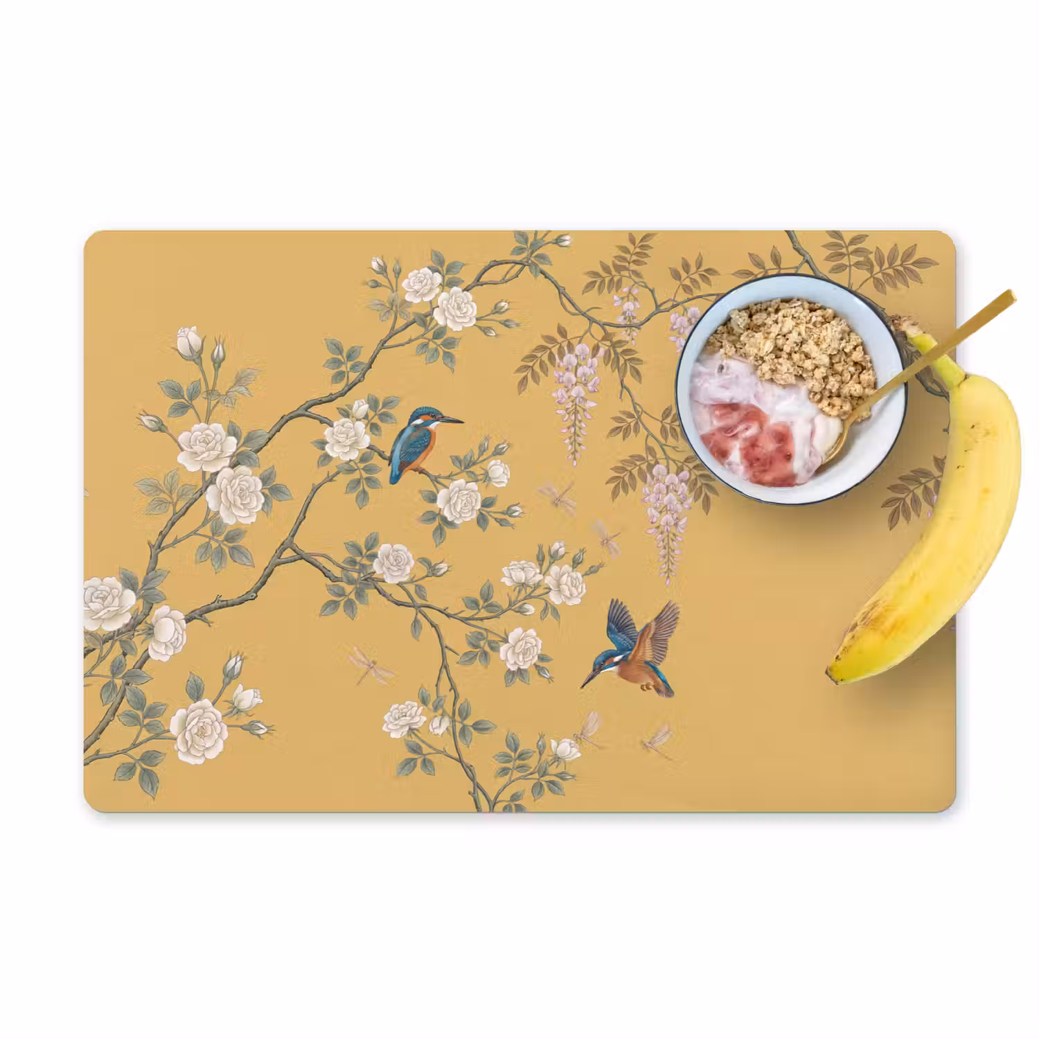 IJsvogels - Bloesem - Geel Placemat vinyl groot -zzzproduct_Kitchenyeah-website